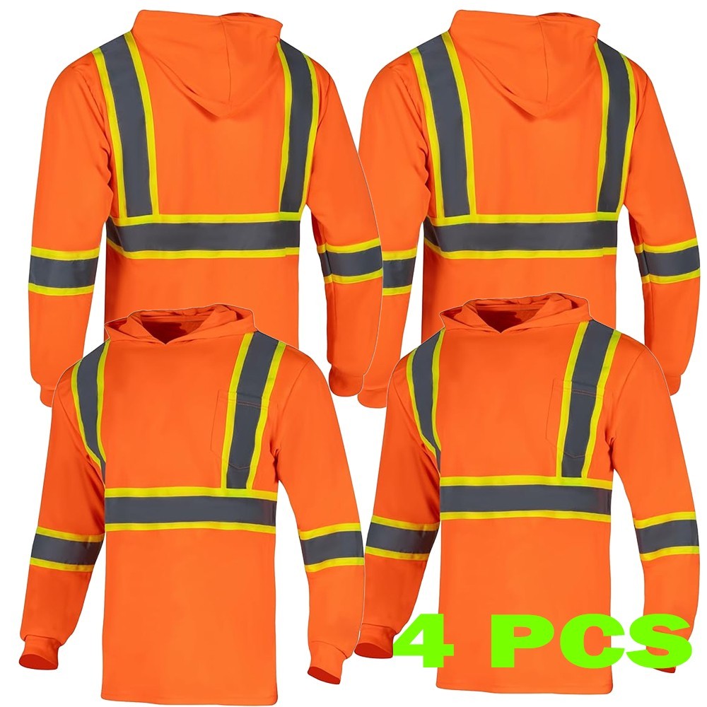 Hoodie Hi-Visibility Safety Long Sleeve Work Shirt Reflective Qty:4 Size S-5XL Hoodie Hi-Visibility Safety Long Sleeve Work Shirt Reflective Qty:4 Size S-5XL