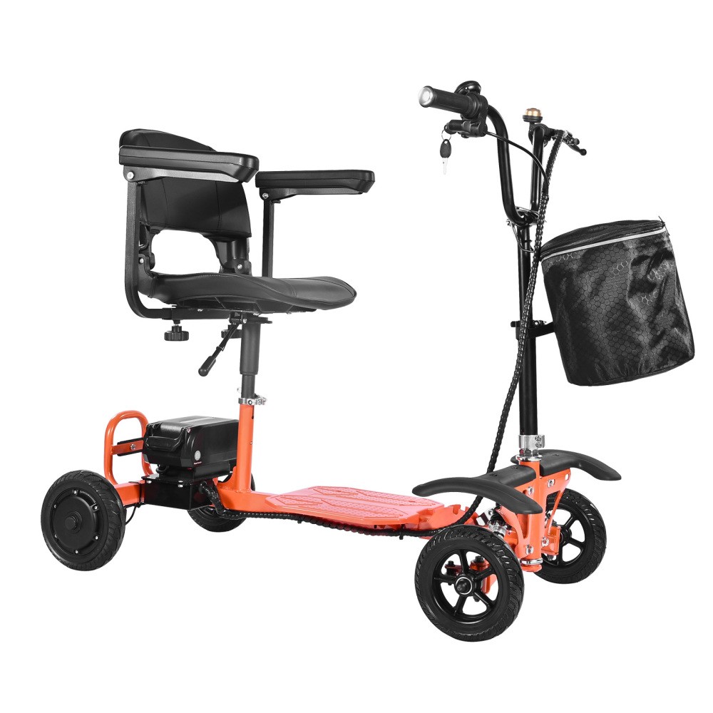 VEVOR 4 Wheel Folding Mobility Scooter 265lbs 48V Lithium Adults Seniors Orange