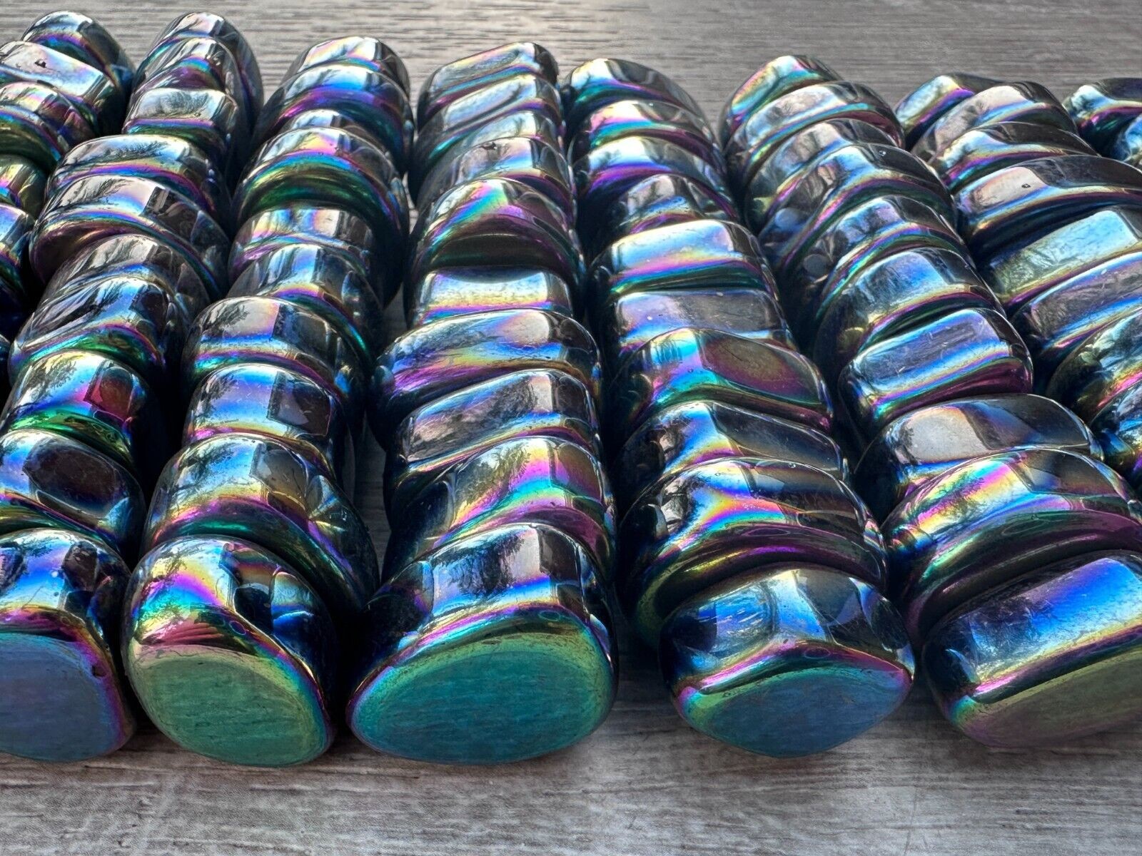 Rainbow Magnetic Hematite Tumbled Stone, Hematite Worry Sticky Stone/ Palm Stone