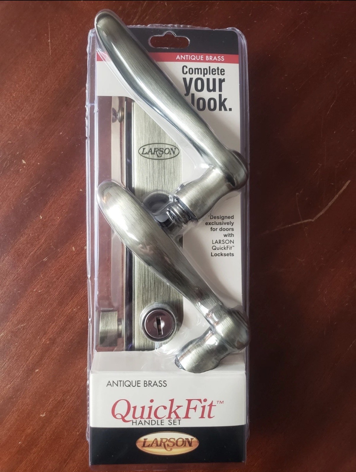 LARSON Antique Brass QuickFit Handle Set 20297820 sealed qty LARSON Antique Brass QuickFit Handle Set 20297820 sealed qty