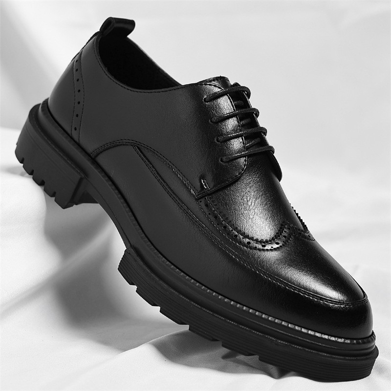Wing Tip Men\'s Faux Leather Dress Shoes Round Toe Brogue Lace Up Formal Fashion