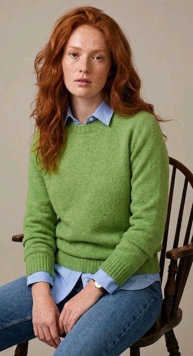 O\'Connell\'s Scottish Shetland Crewneck Sweater Apple Green XS Excellent O\'Connell\'s Scottish Shetland Crewneck Sweater Apple Green XS Excellent