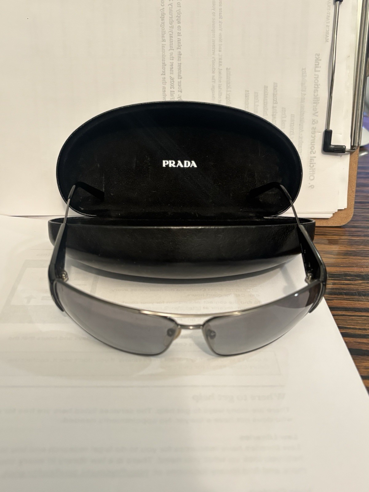 Vintage PRADA SPR55H Sunglasses Ari Gold Entourage Y2K Black Silver W/ Case RARE