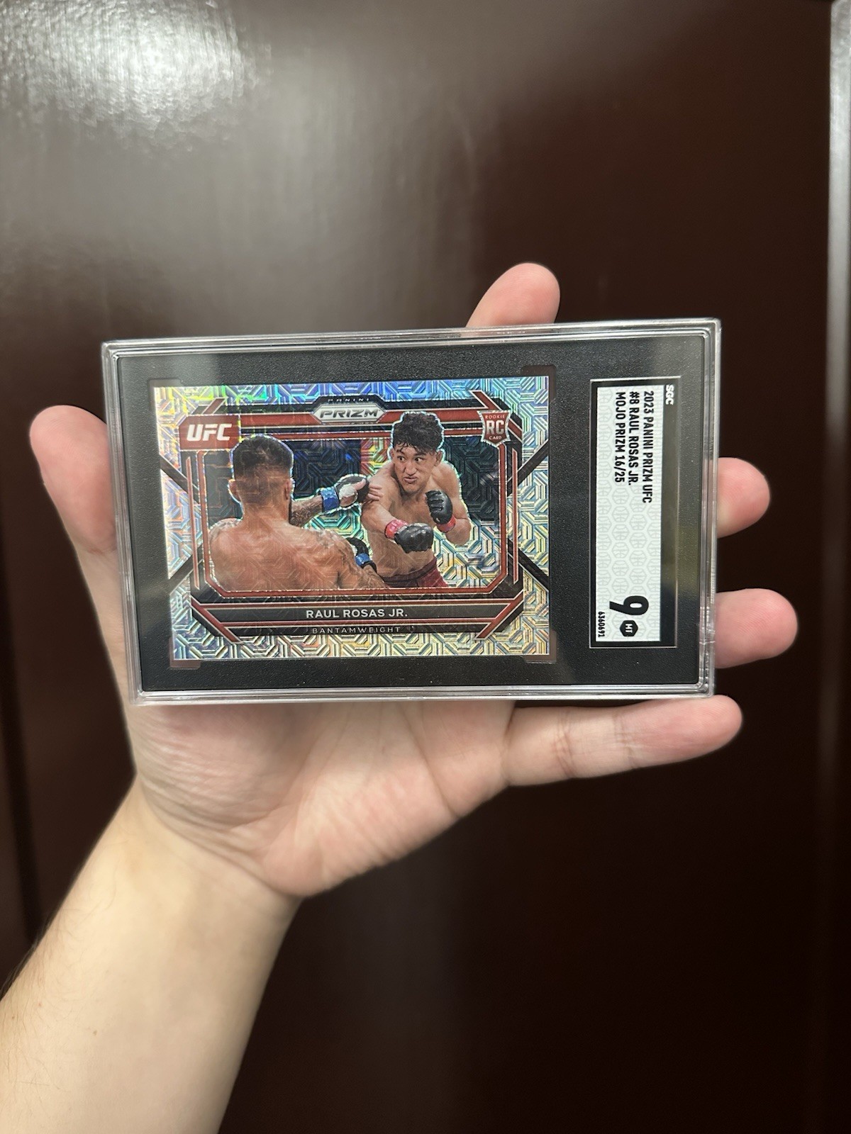 2023 Panini Prizm UFC Raul Rosas #8 (RC) Mojo Prizm /25 SGC 9