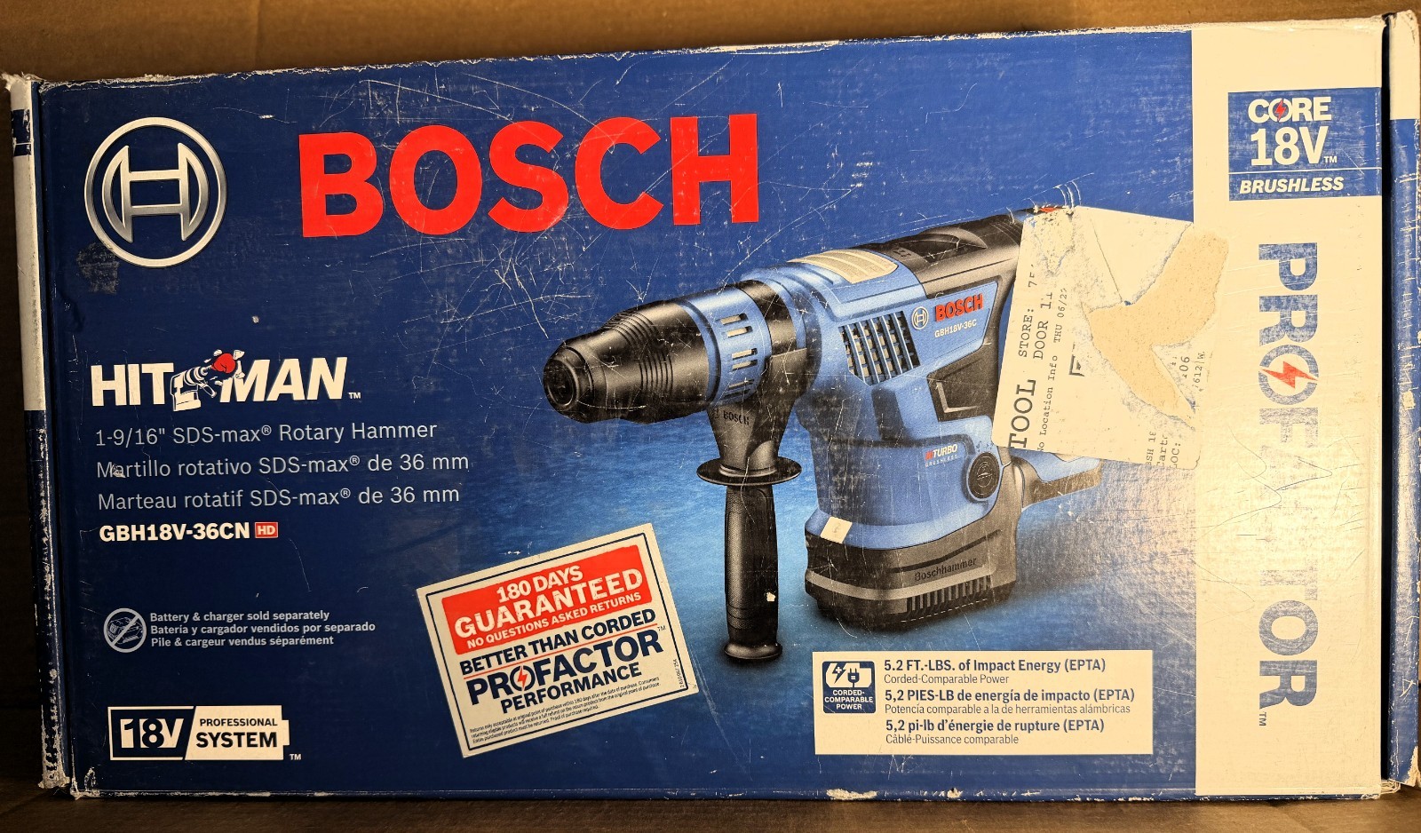 Bosch GBH18V-36CN 18V PROFACTOR SDS-Max 1-9/16\