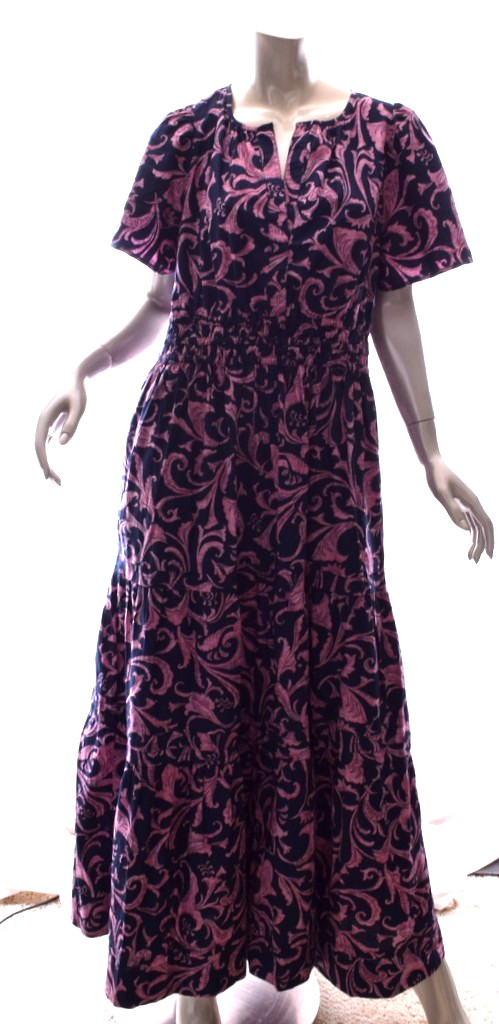 Anthropologie Somerset Maxi Dress Navy Pink Floral Cotton Tiered Size L NWOT