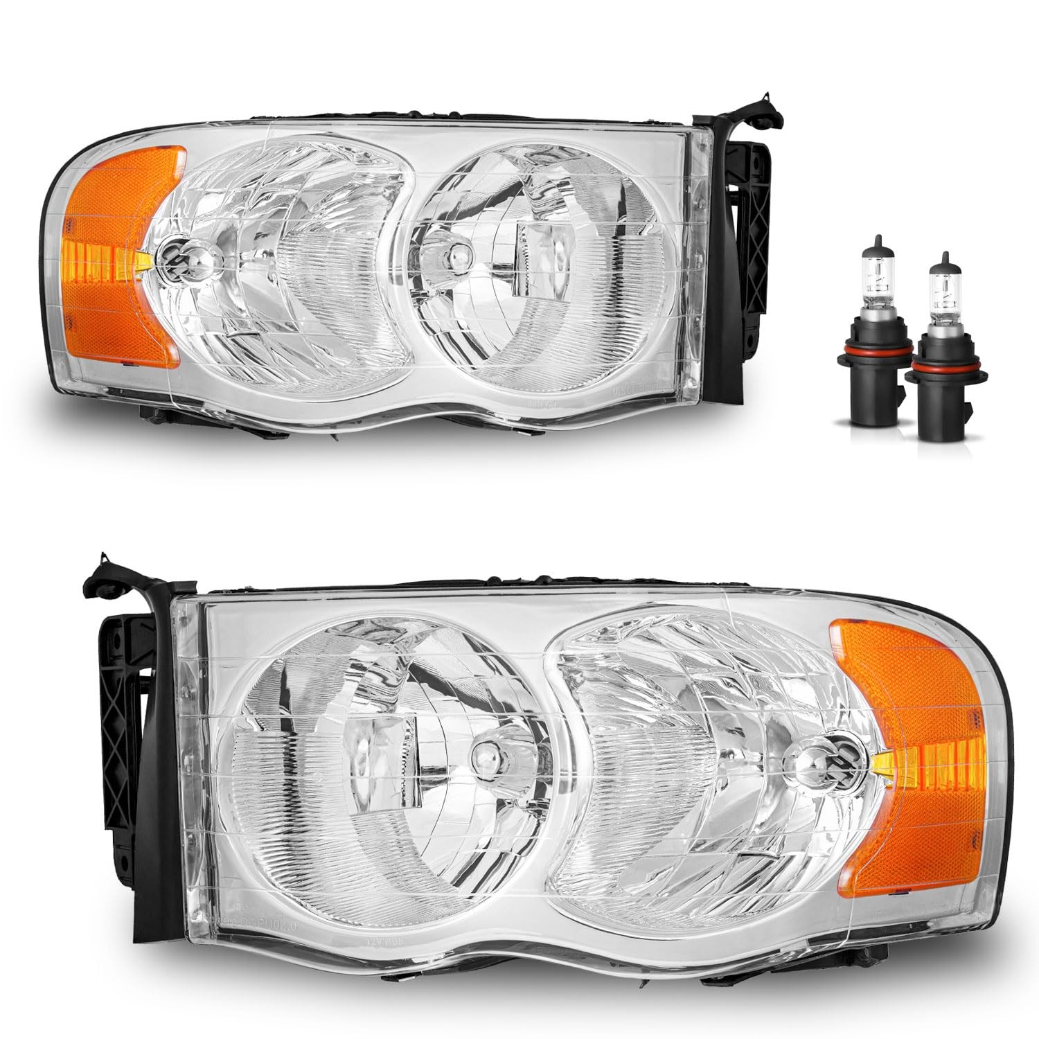 Headlights W/Bulbs for 2002-2005 Dodge Ram 1500