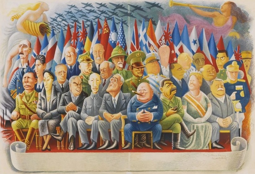 Miguel Covarrubias : Allied Leaders : WWII Caricature Art Print 1942