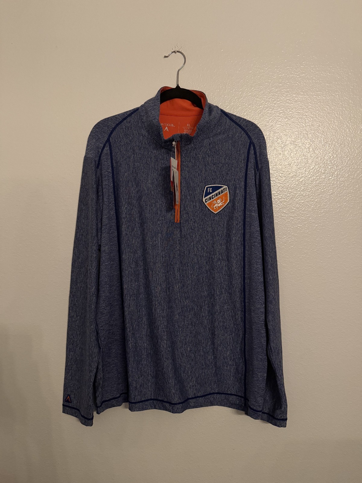 FC Cincinnati Antigua Blue 1/4 Zip Pullover Jacket Men\'s XL NWT