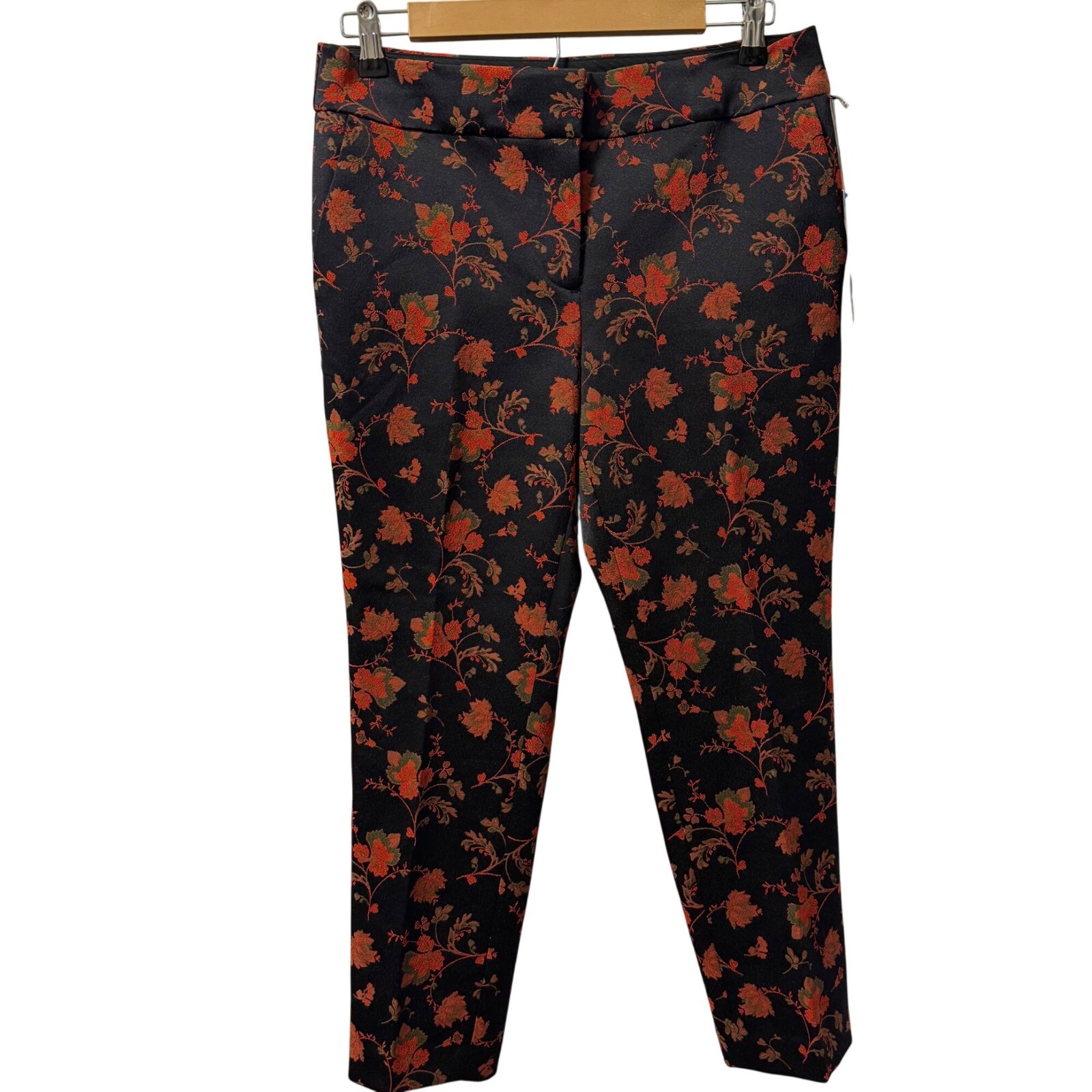 Loft Petites Marisa Black & Orange Floral Pattern Slim Ankle Pants Size 6P. NWT Loft Petites Marisa Black & Orange Floral Pattern Slim Ankle Pants Size 6P. NWT