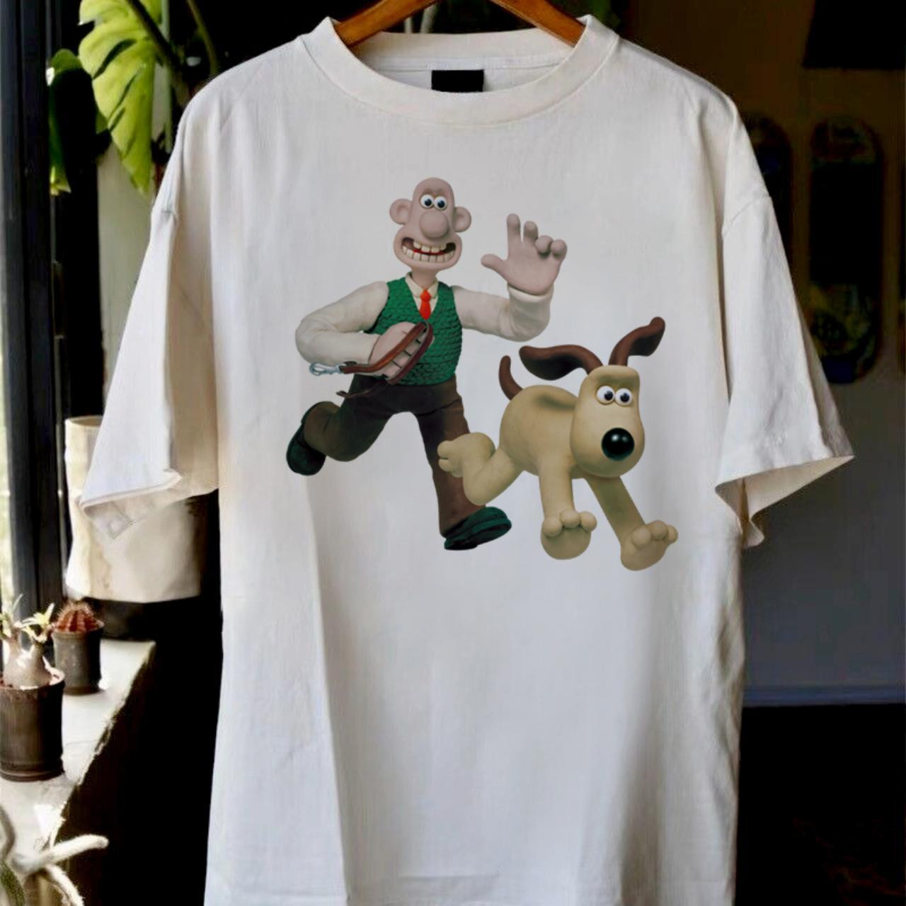 Vtg Vintage Wallace & Gromit For Fans Cotton Unisex White Tee Shirt Vtg Vintage Wallace & Gromit For Fans Cotton Unisex White Tee Shirt