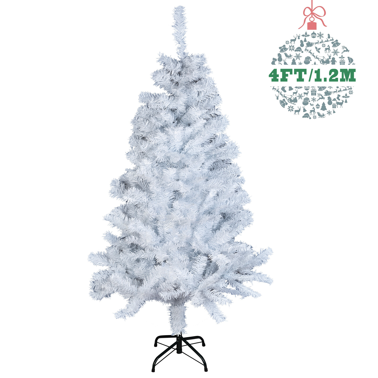4/5/6/7FT White Artificial Christmas Tree Warm White LED Lights Holiday Decor