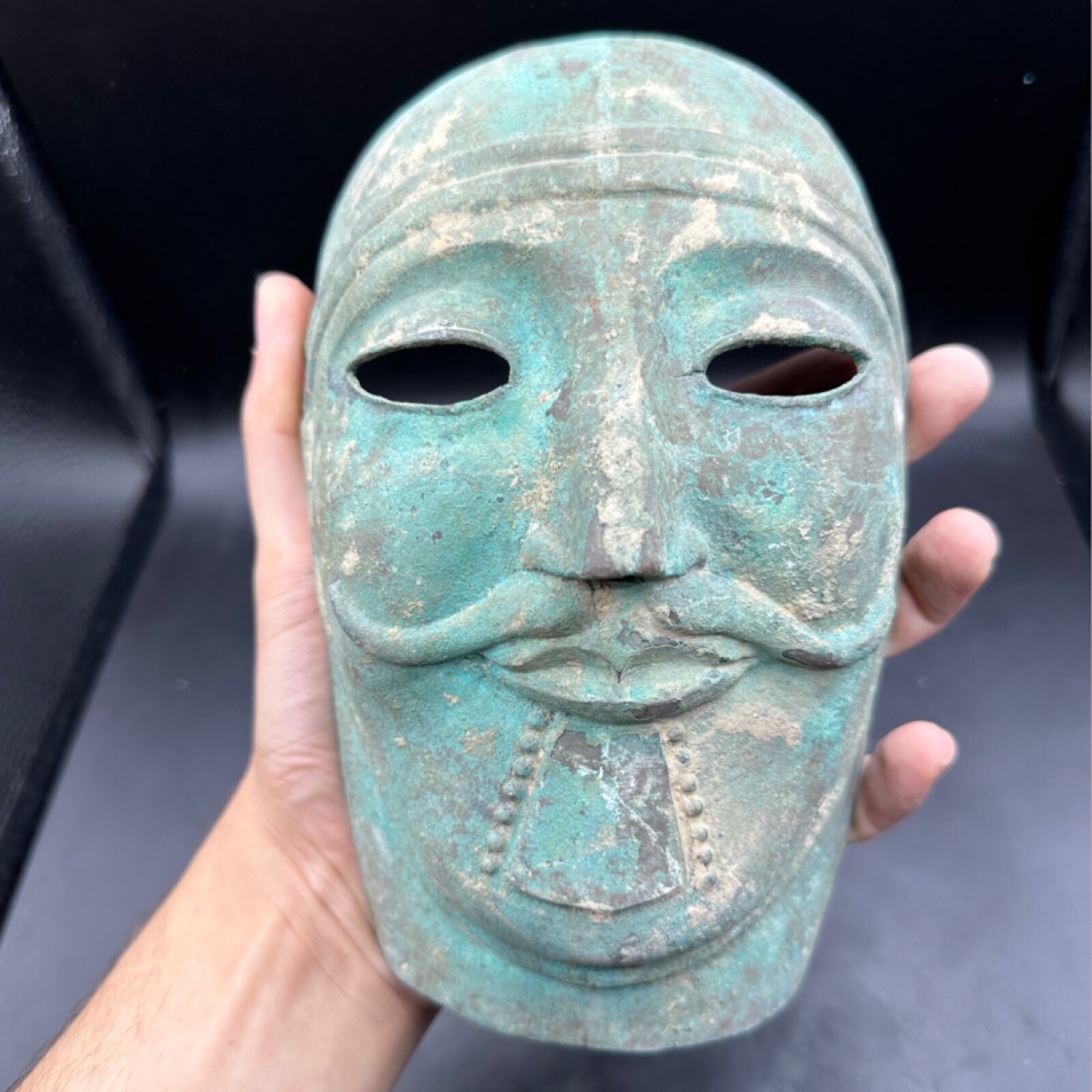 Genuine Ancient Greco Roman Warriors Bronze mask - 2000+ Years Old
