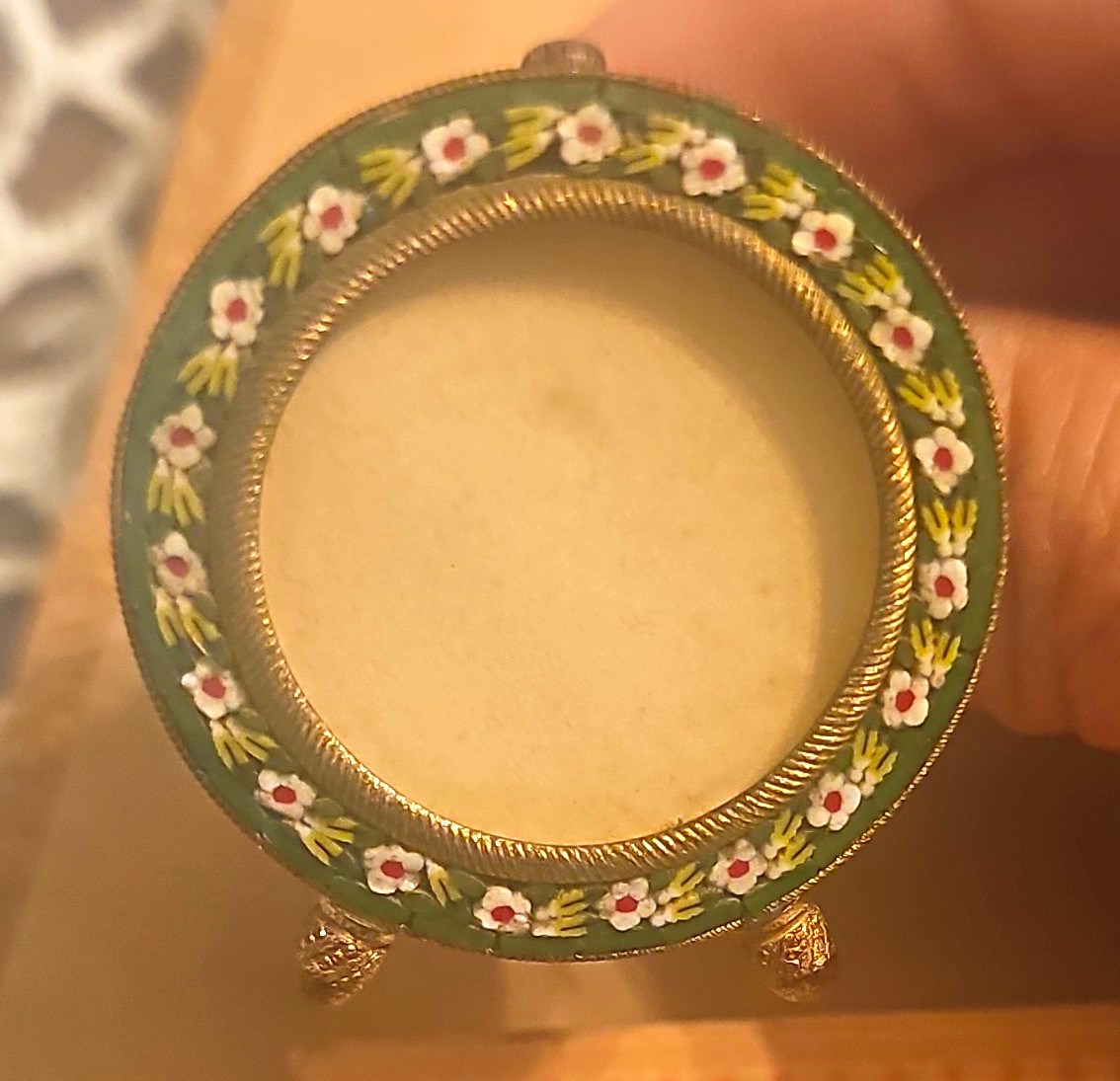 Vintage Italian Style Micro Mosaic Miniature Photo Frame Floral MCM c.1960s Vintage Italian Style Micro Mosaic Miniature Photo Frame Floral MCM c.1960s