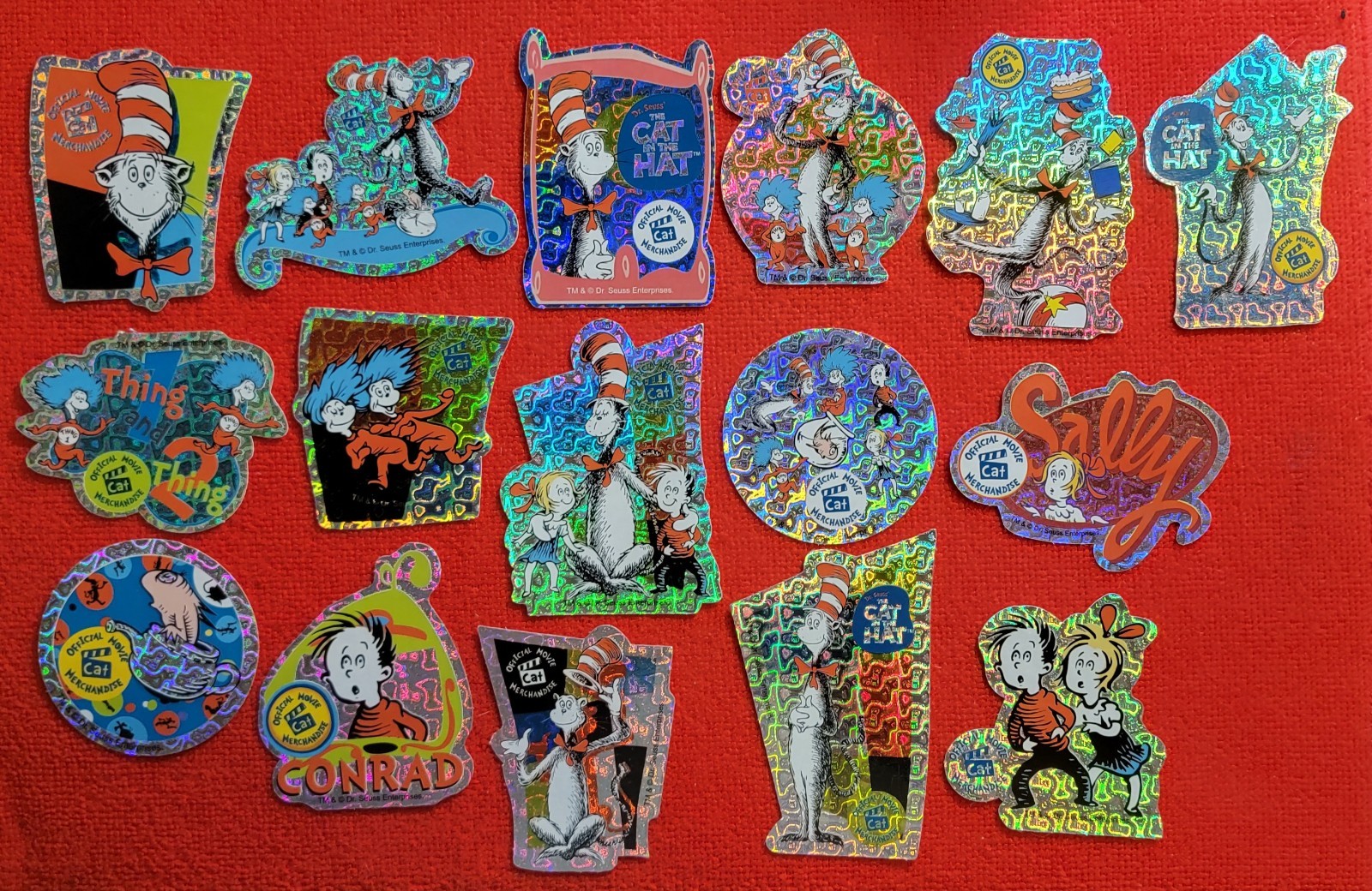Dr Seuss The Cat in the Hat Complete Set of 16 Holographic Unused Stickers Dr Seuss The Cat in the Hat Complete Set of 16 Holographic Unused Stickers