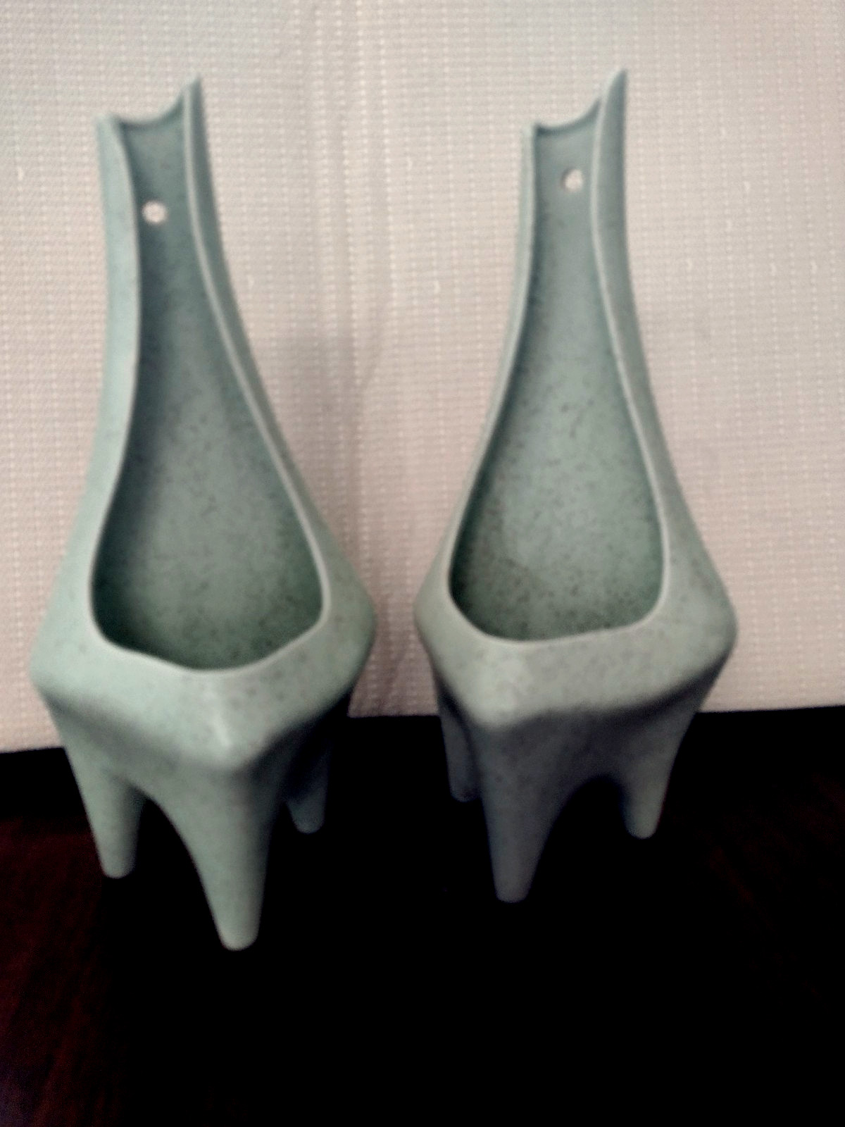 Vintage MCM 50\'s Stanford Sebring pair   Mint Green speckle Wall Planters
