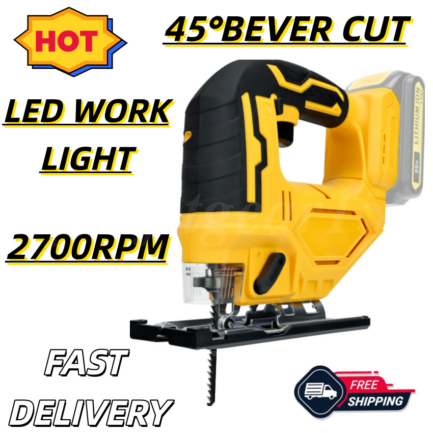 Cordless Jig Saw for Dewalt 20V Battery 0°-45° Bevel Cuts, Brushless Jigsaw Tool