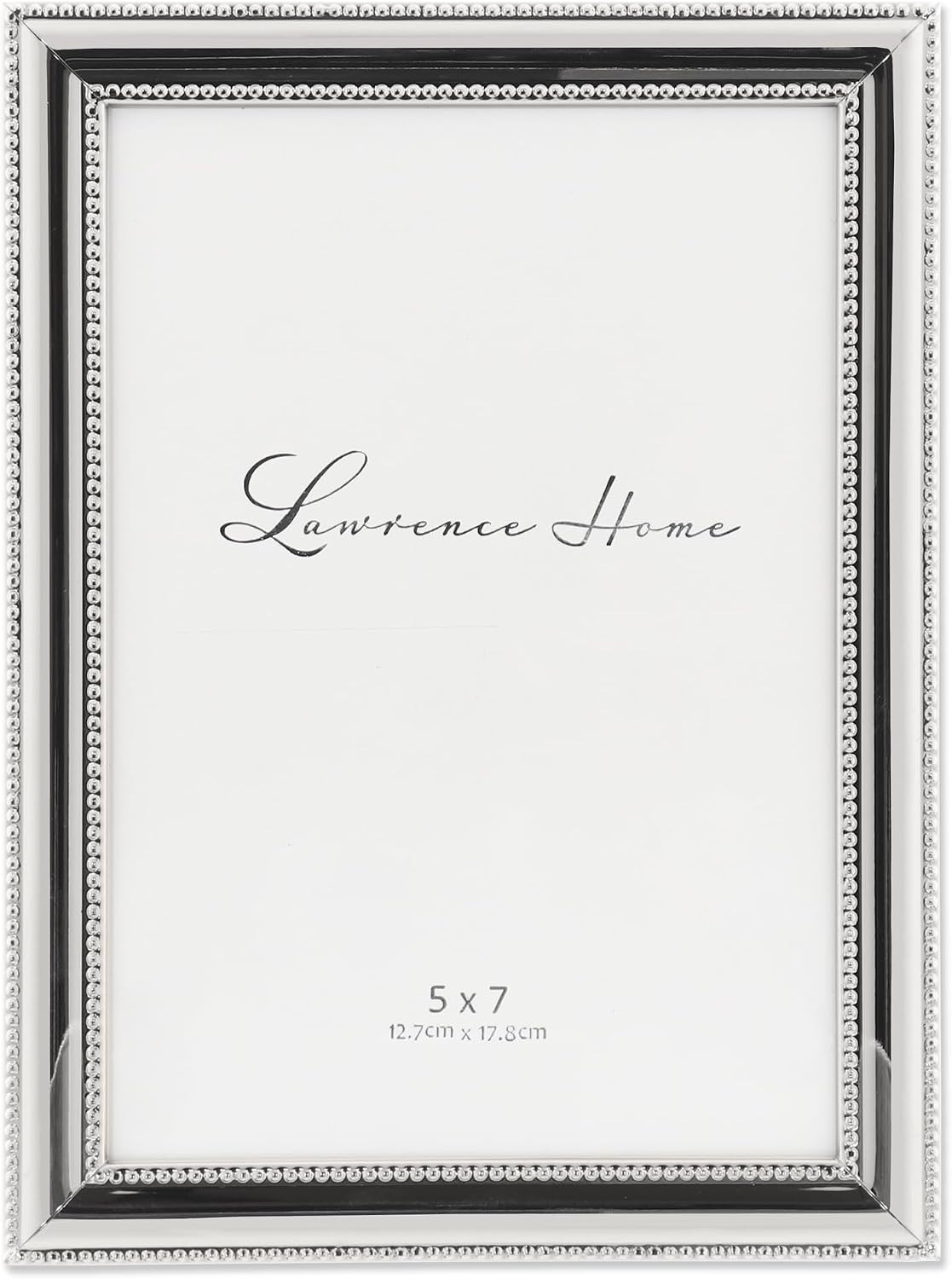 Classic Silver Plated 5X7 Picture Frame with Beaded Border and Velvet Backing Classic Silver Plated 5X7 Picture Frame with Beaded Border and Velvet Backing