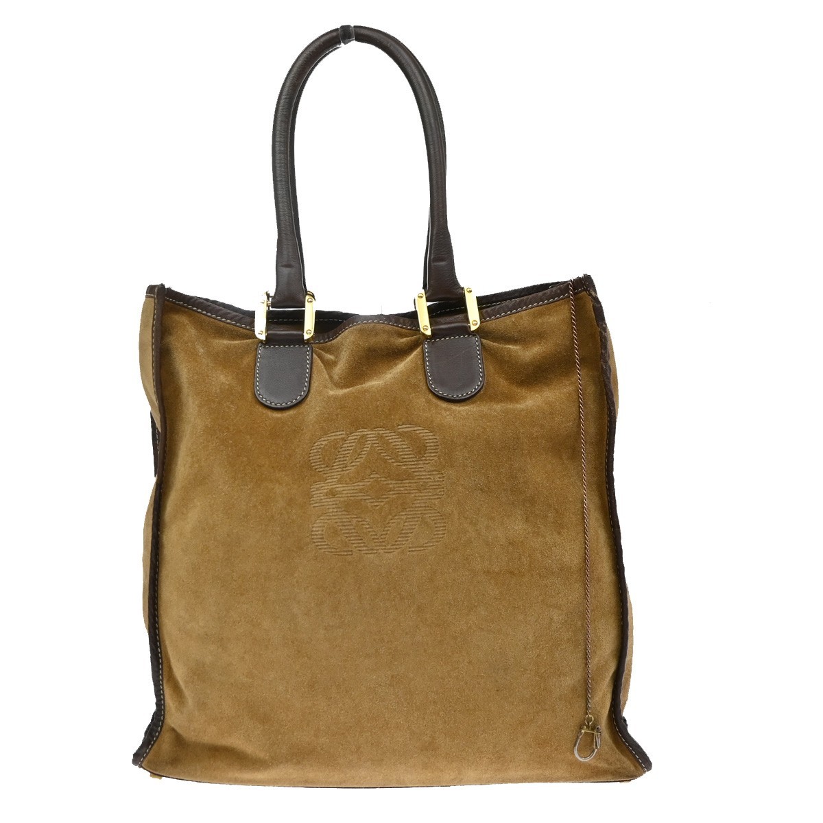 LOEWE Anagram Logo Shoulder Tote Hand Bag Brown Suede Leather 68CB158