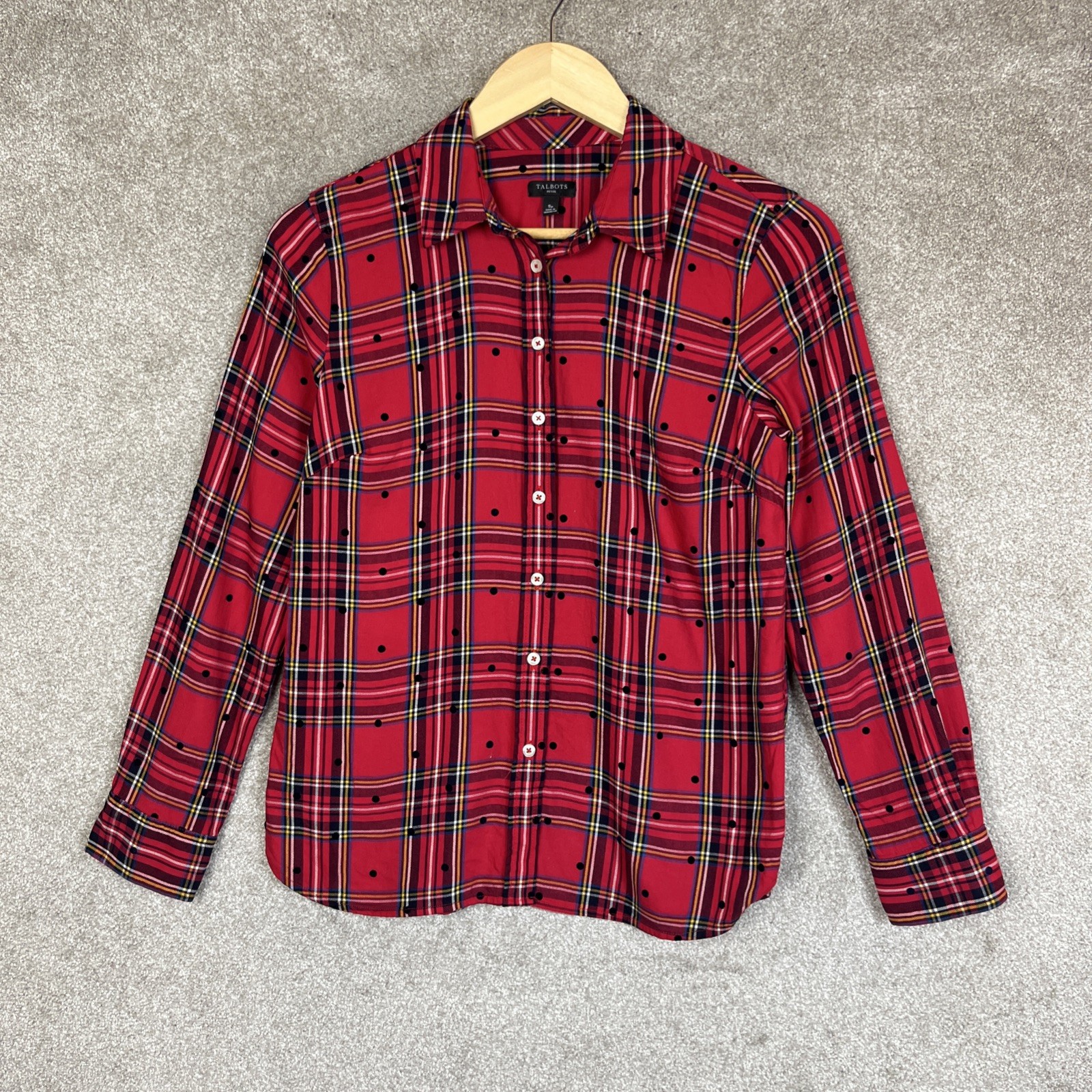 Talbots Shirt Womens Small Petite Red Plaid Long Sleeve Button Front- 5180 Talbots Shirt Womens Small Petite Red Plaid Long Sleeve Button Front- 5180