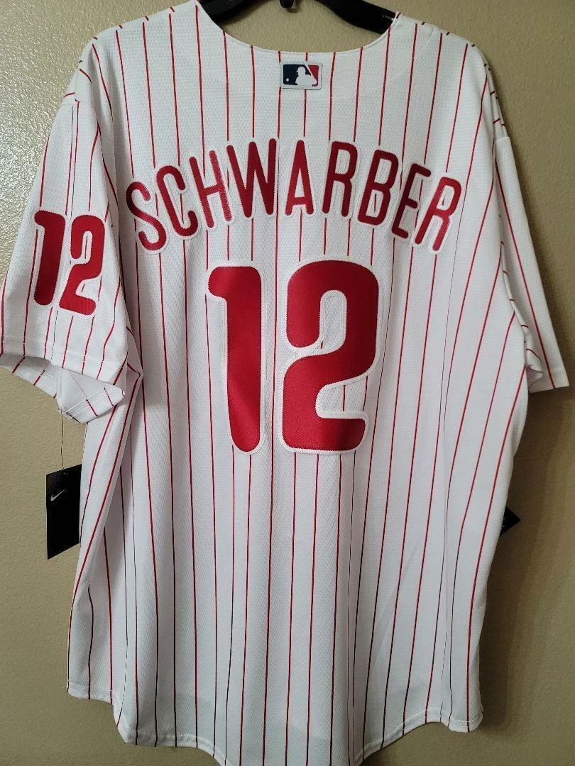 51210 Phillies KYLE SCHWARBER 100% REAL Authentic SEWN Baseball JERSEY
