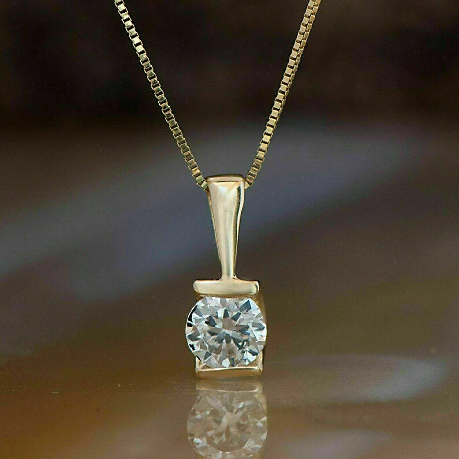 1.50Ct Round Cut Lab Created Diamond Solitaire Pendant 14K Yellow Gold Plated