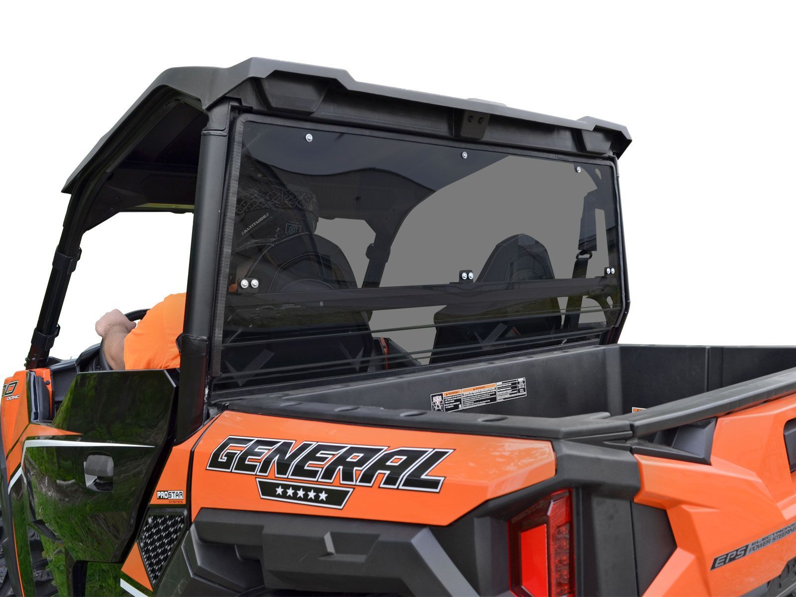 SuperATV Heavy Duty Rear Dark Tinted Windshield for Polaris General / 4 Seater