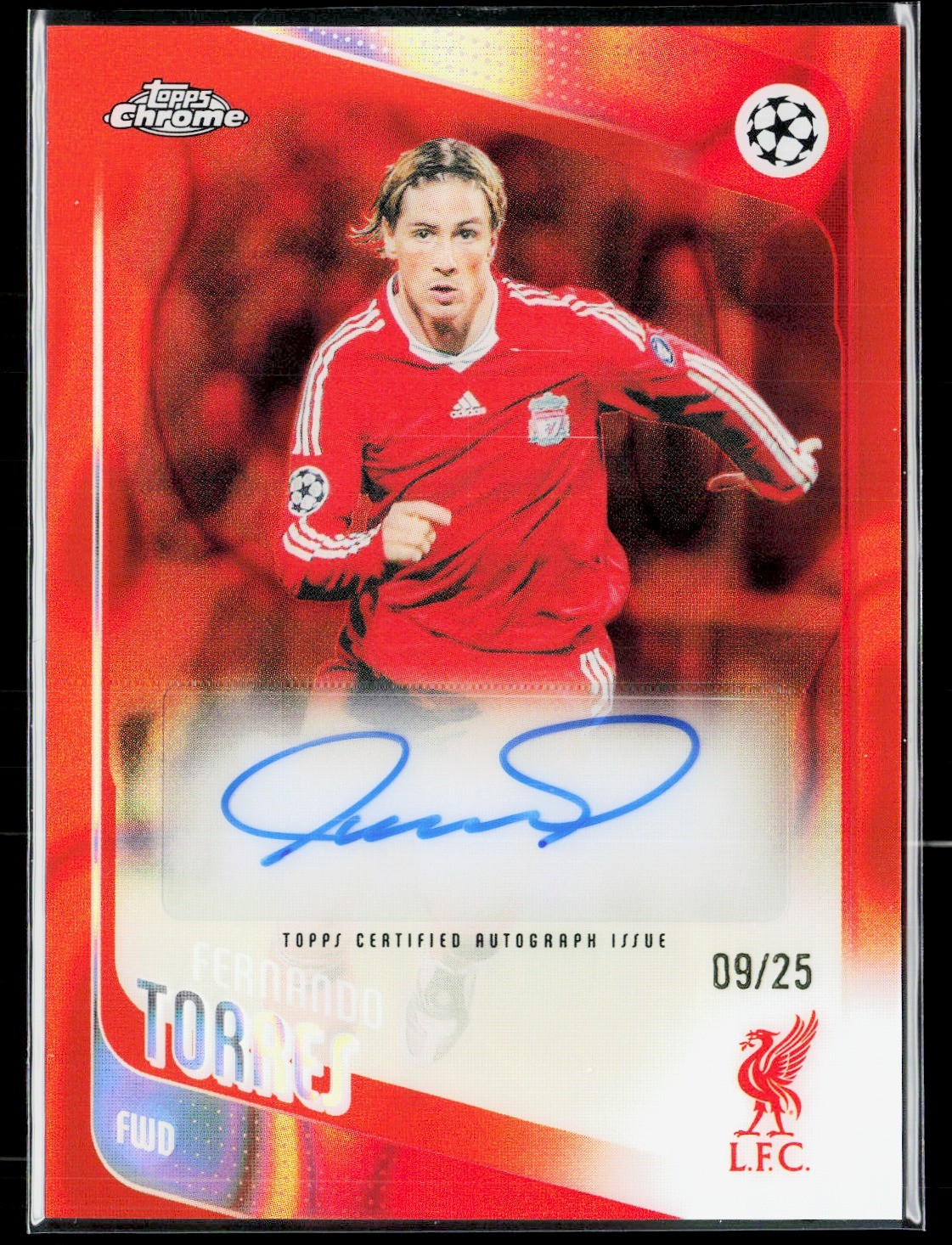 Fernando Torres 2025-26 Topps Chrome UEFA Orange Auto #9 /25 #CLA-FT Liverpool