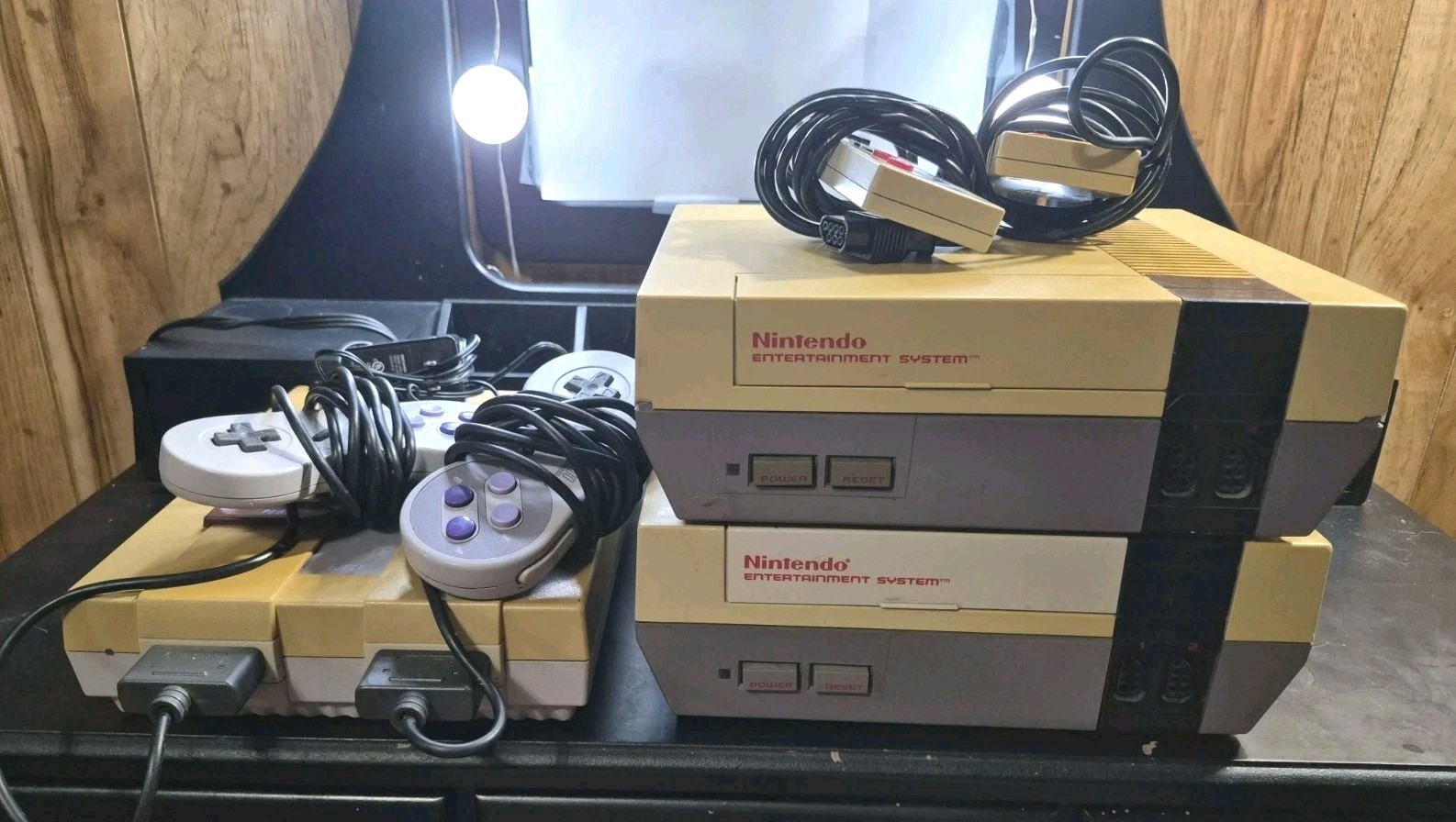 Vintage Nintendo Gaming Console Lot: 2x NES-001, 1x Super Nintendo SNES, Cords
