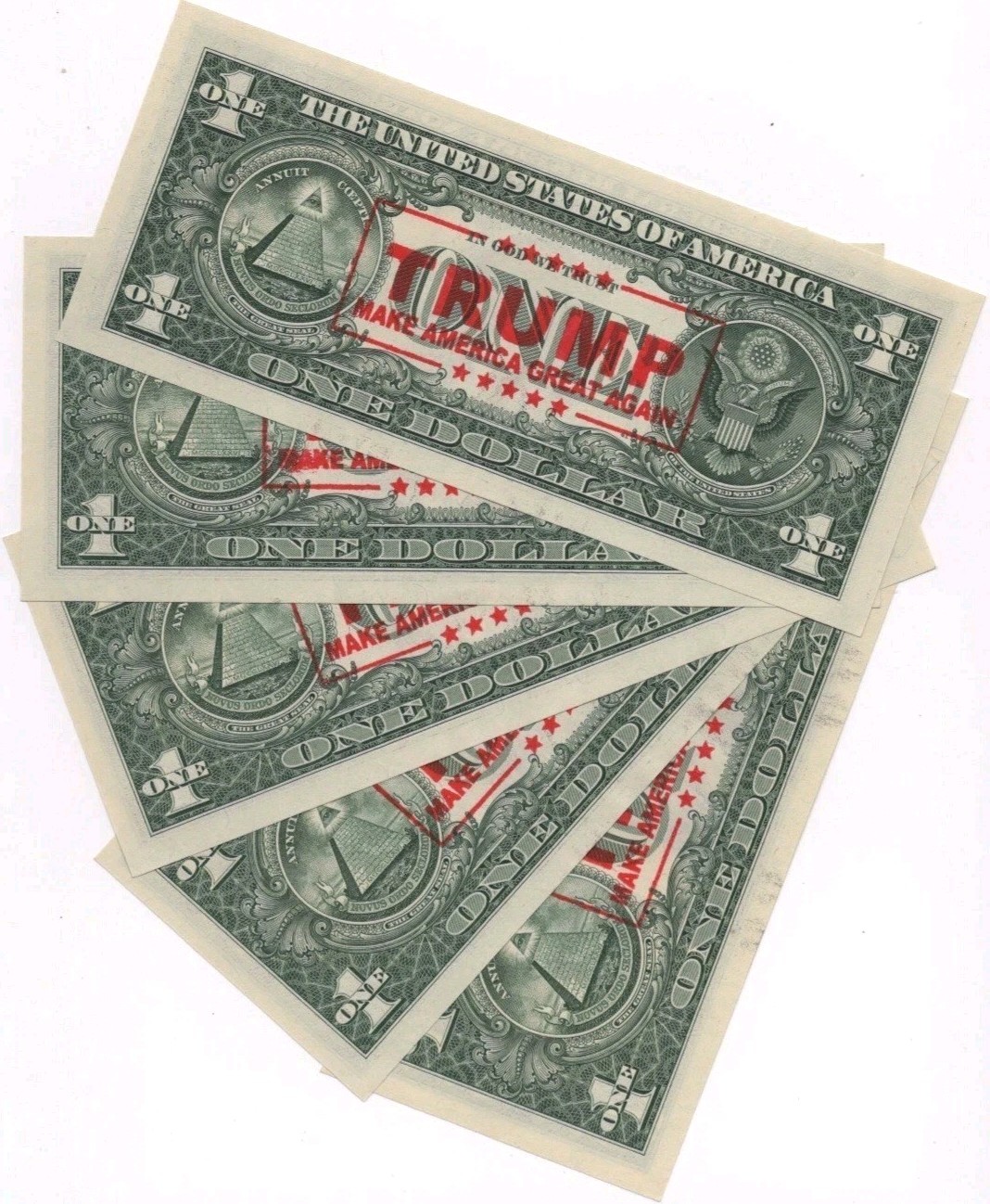 #1040-Lot Of 5 UNC 2021 $1 Bills-Trump Stamp-MAGA MONEY-USA-Trump Coin 🇺🇸