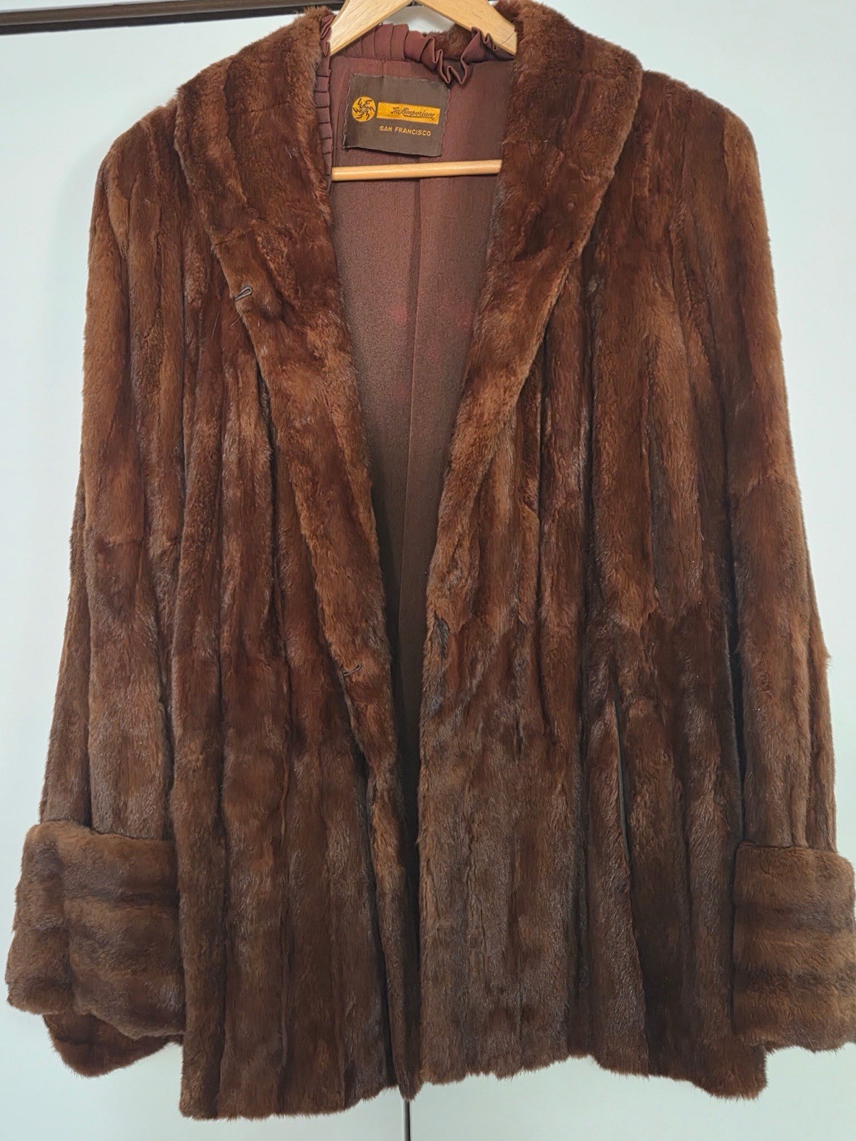 Authentic vintage 1950s Ermine fur coat from The Emporium, San Francisco.