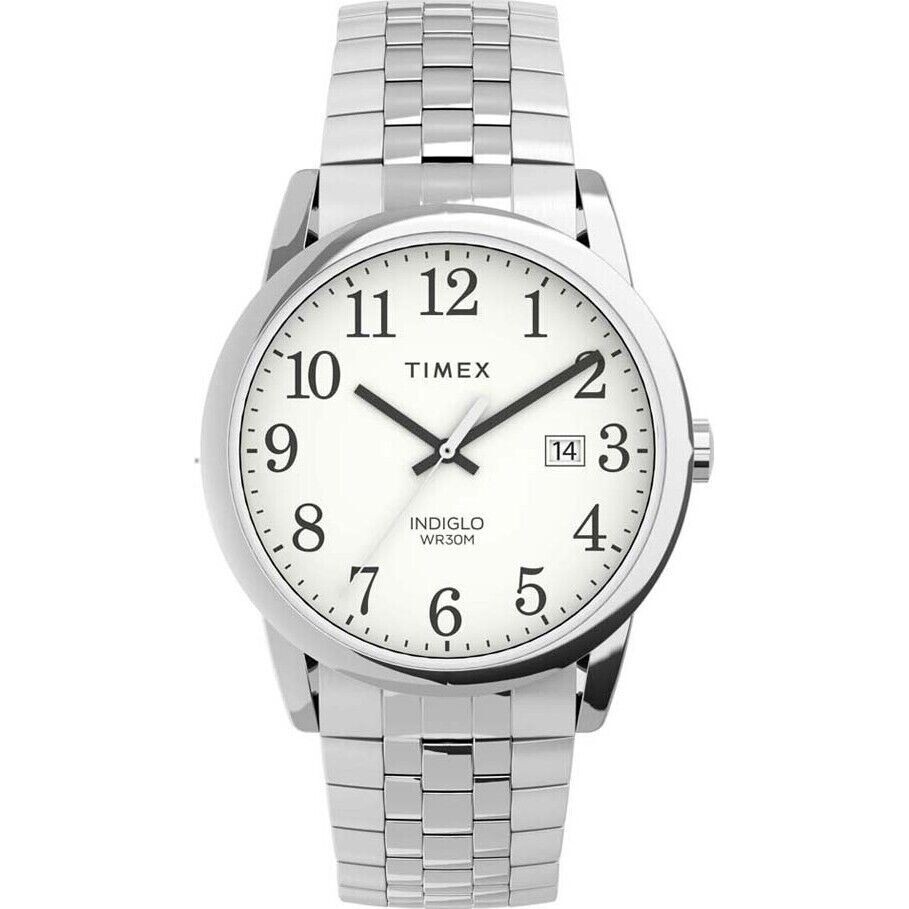 Timex TW2V40000, Easy Reader, Men\'s, Silvertone Expansion, Indiglo, Date Timex TW2V40000, Easy Reader, Men\'s, Silvertone Expansion, Indiglo, Date