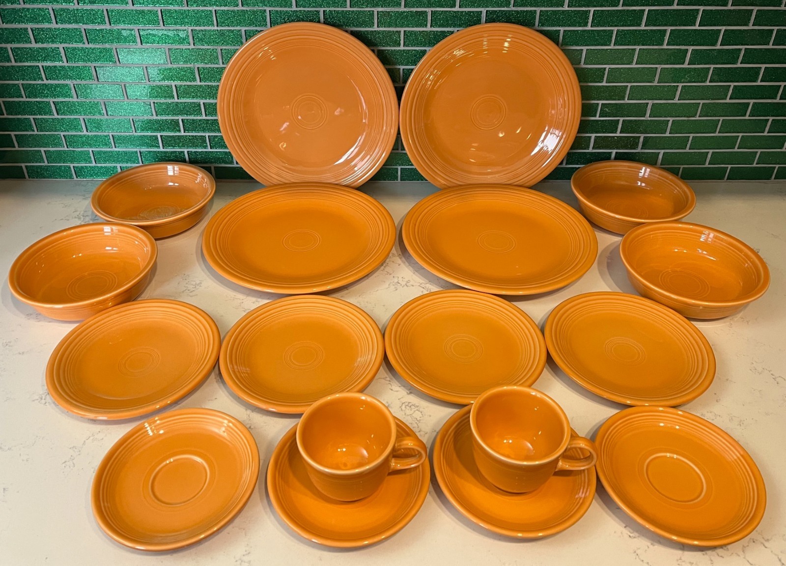 Vintage Genuine Fiestaware by Homer Laughlin Orange Dinner Dish Set 18 pc U.S.A.