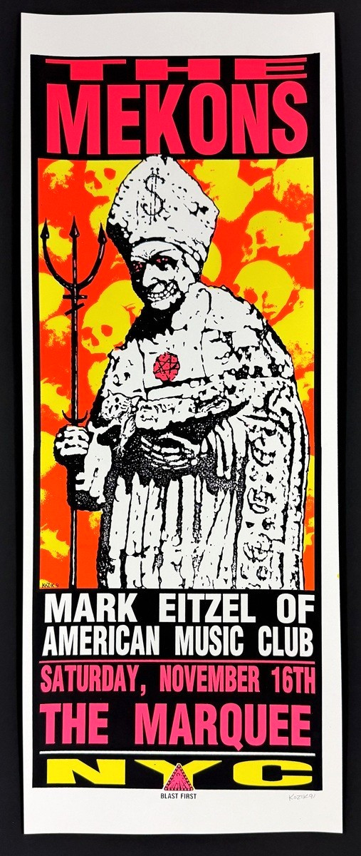 The Mekons POSTER Mark Eitzel American Music Club 1991 Silkscreen Signed Kozik