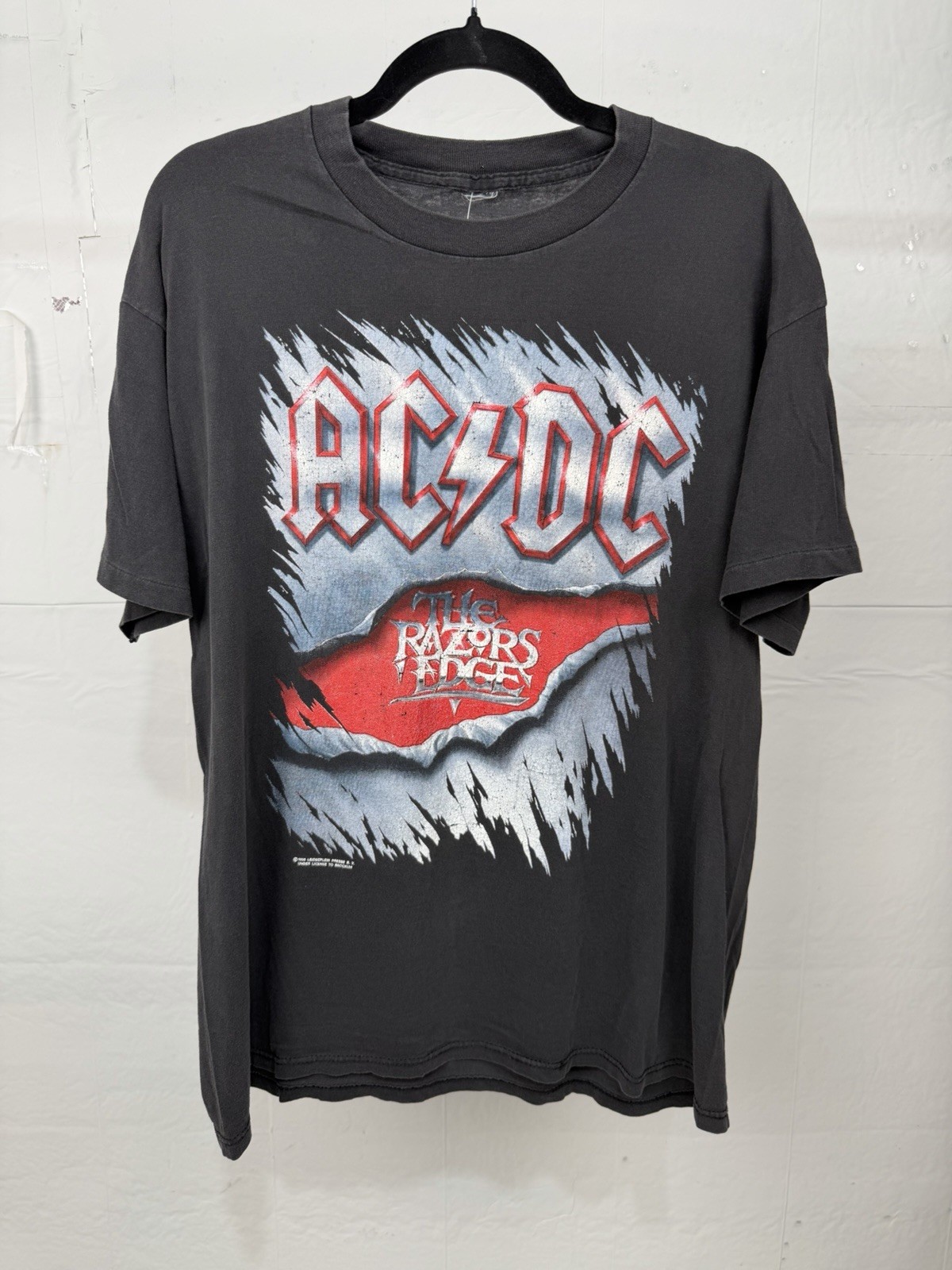 Vintage ACDC Shirt XL 1990 Razors Edge Tour Faded Thrashed Single Stitch Vintage ACDC Shirt XL 1990 Razors Edge Tour Faded Thrashed Single Stitch