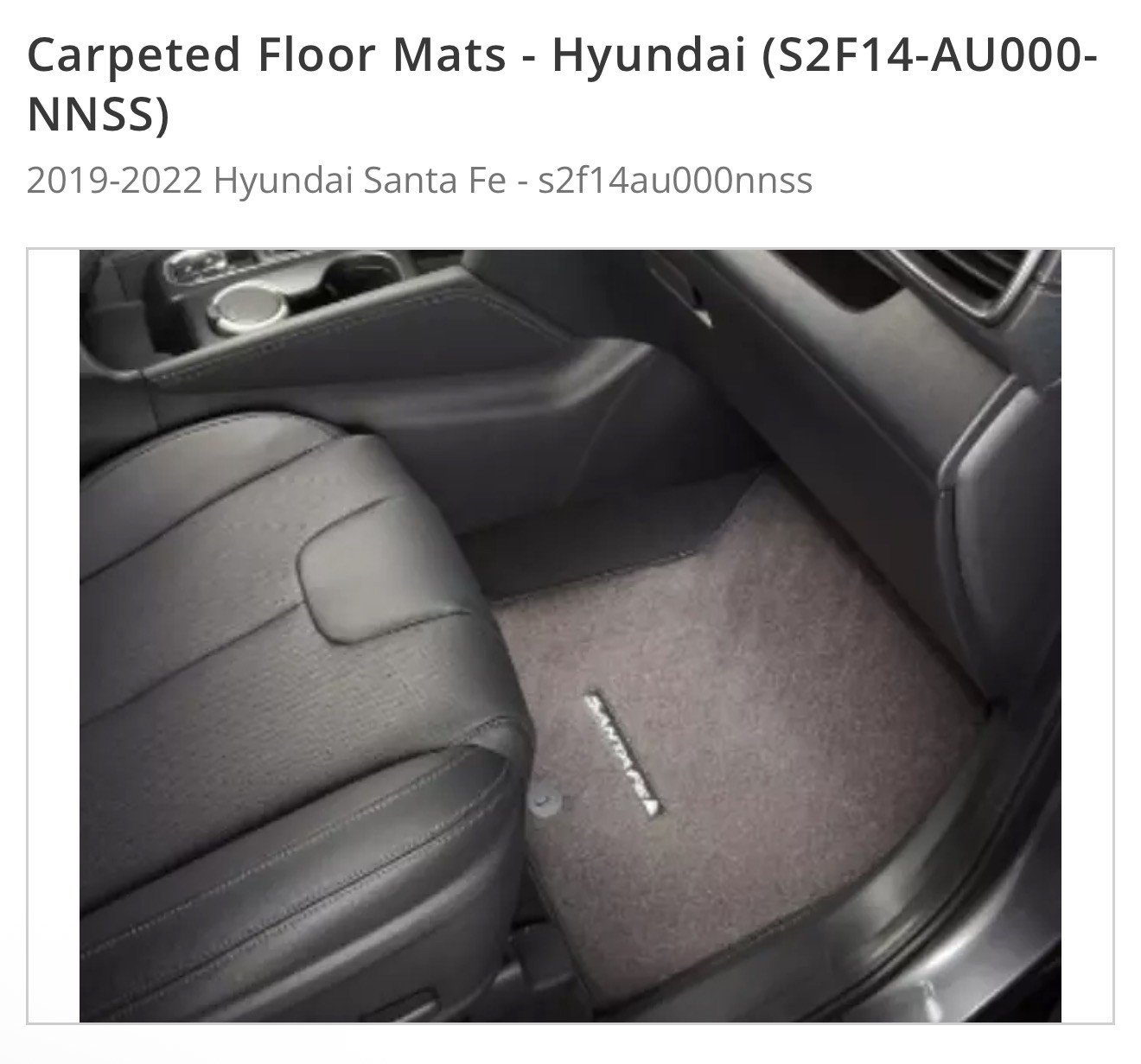 Genuine OEM Hyundai Santa Fe Floor Mat Sets (2019-2022) | S2F14-AU000 NNSS