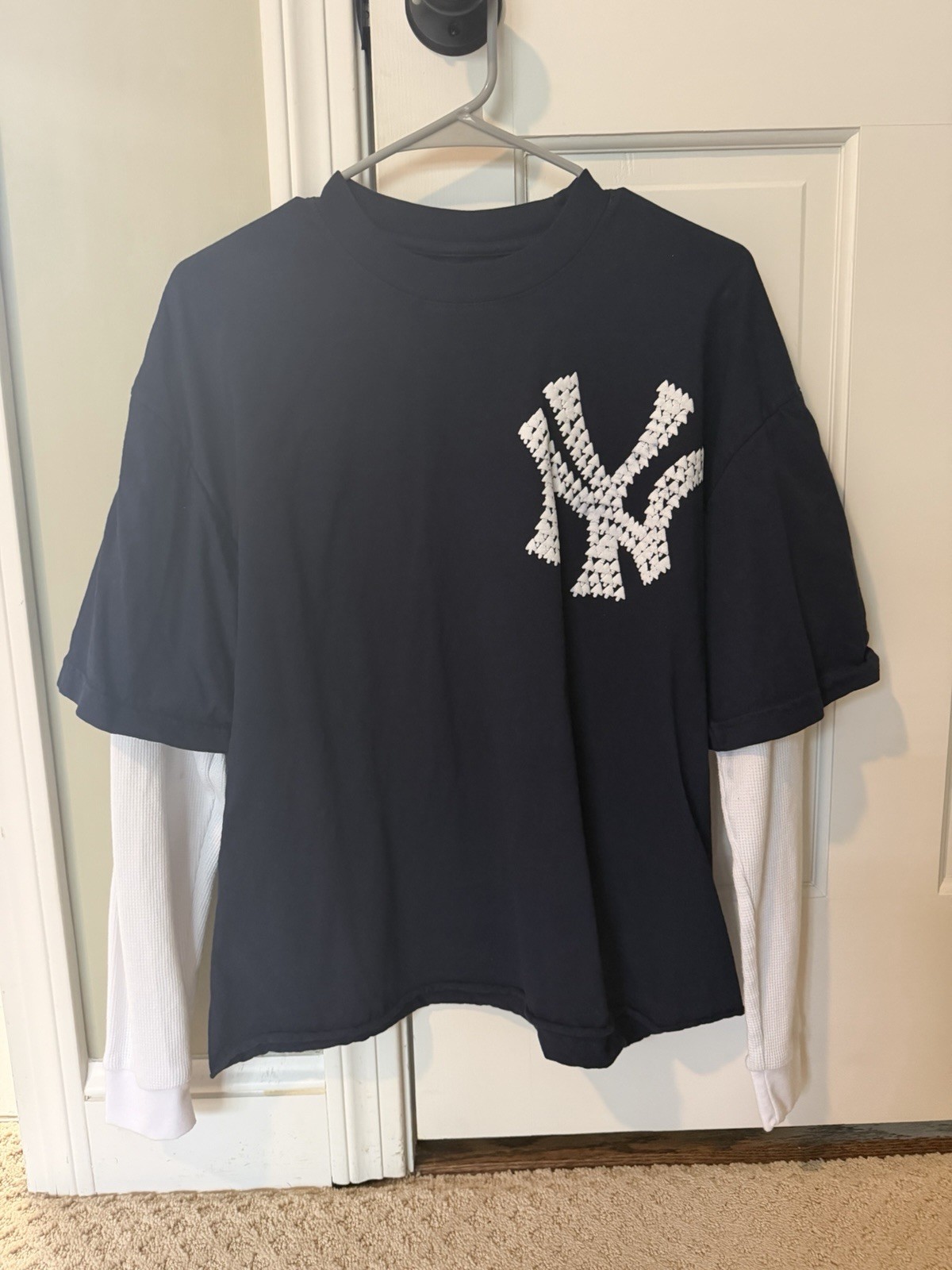 Artificial Fever  New York Yankees Navy White Long Sleeve Thermal