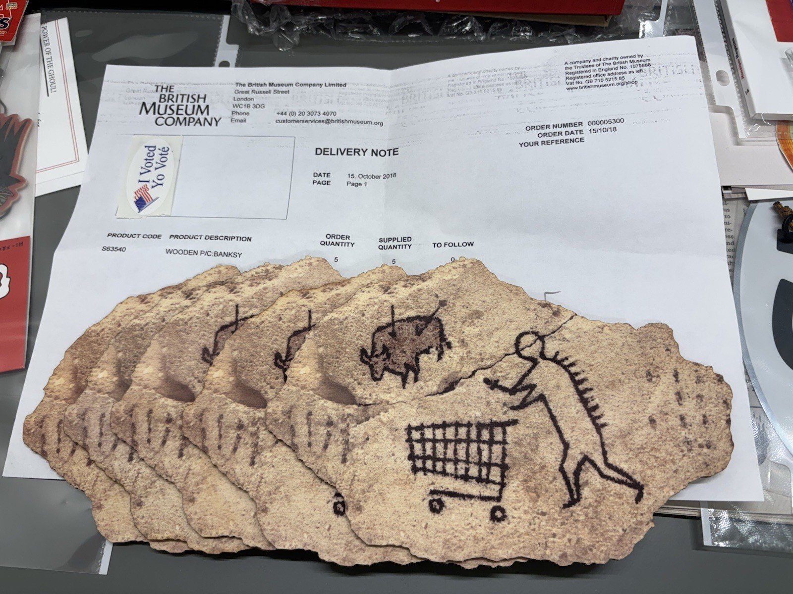 BANKSY Peckham Rock British Museum W/copy of Original Receipt Wood Print AUTH BANKSY Peckham Rock British Museum W/copy of Original Receipt Wood Print AUTH