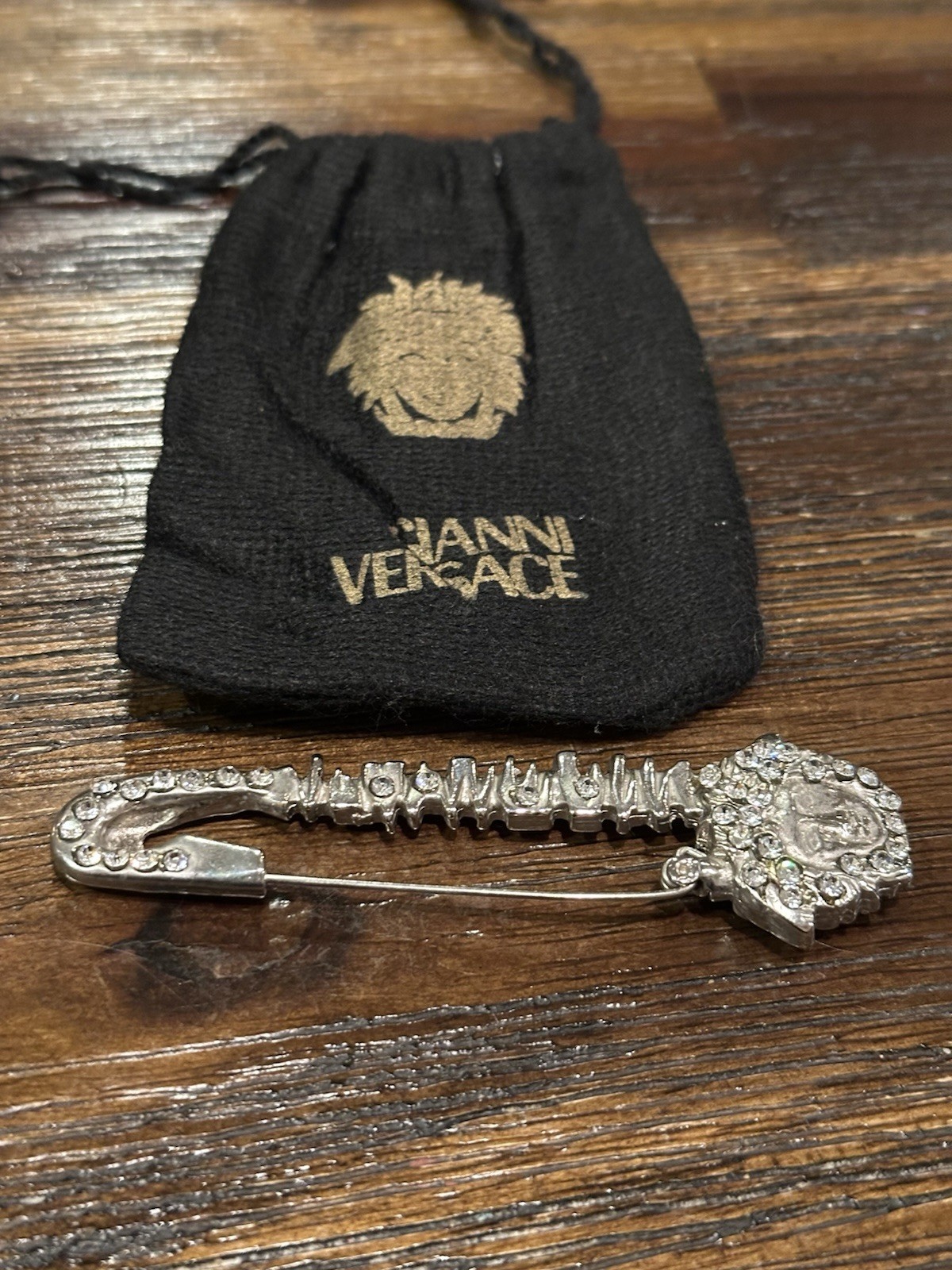 Vintage Gianni Versace’s Iconic 1994 Safety Pin Brooch w/crystal embellishments