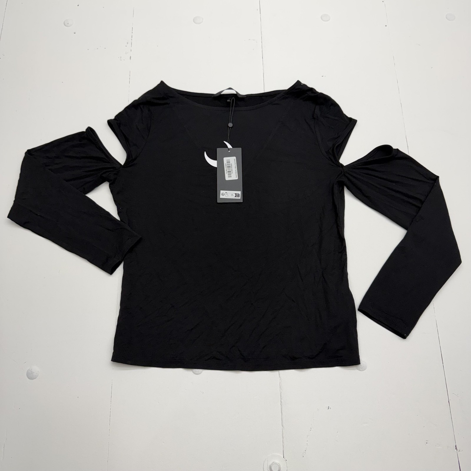 Killstar T-Shirt Womens XL Black Scoop Neck Long Sleeve Cold Shoulder Gothic