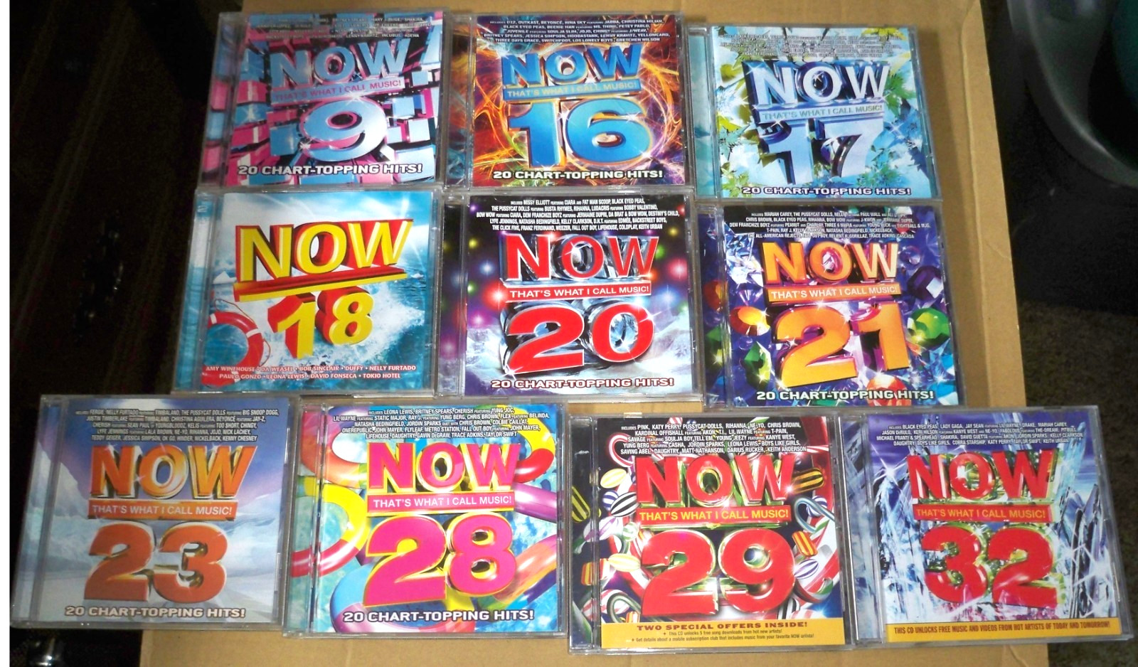 NOW THAT'S WHAT I CALL MUSIC CDs: 9 16 17 18 2-CDs 20 21 23 28 29 32 -219 SONGS