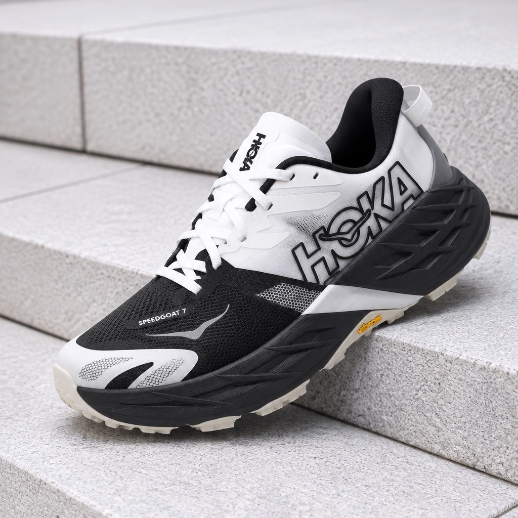 Hoka One One Speedgoat 7 Black White 1171928-BWHT Men's Size New Hoka One One Speedgoat 7 Black White 1171928-BWHT Men's Size New