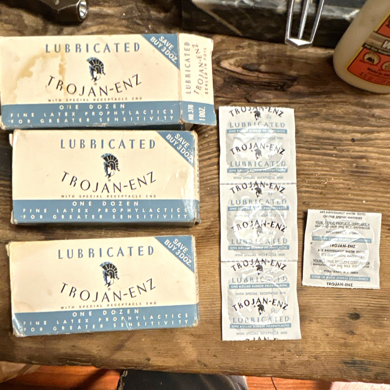 Vintage Trojan-ENZ Lubricated Fine Latex Prophylactics 1 Dozen (3 Boxes) Vintage Trojan-ENZ Lubricated Fine Latex Prophylactics 1 Dozen (3 Boxes)