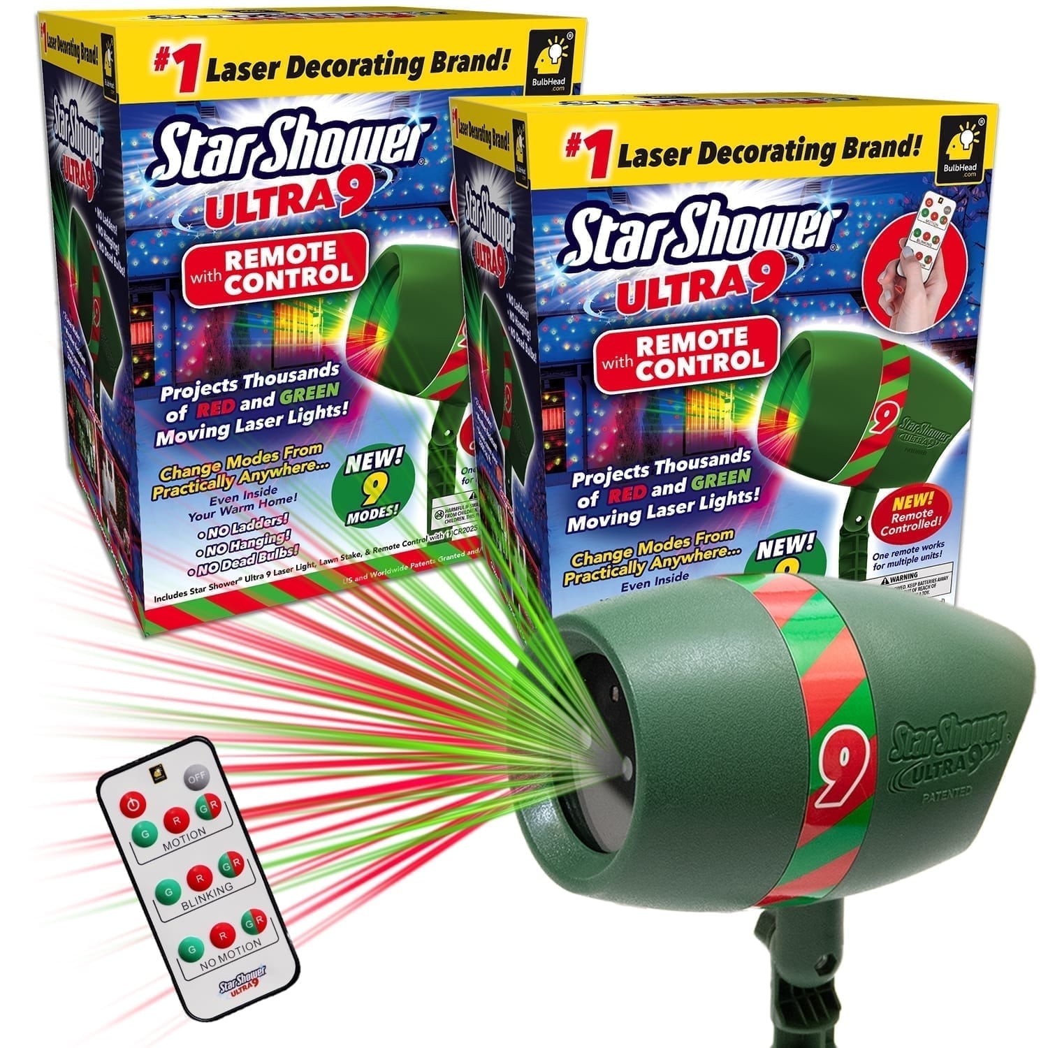 Star Shower Ultra 9 Outdoor Laser Projector Remote Holiday Light - NEW 