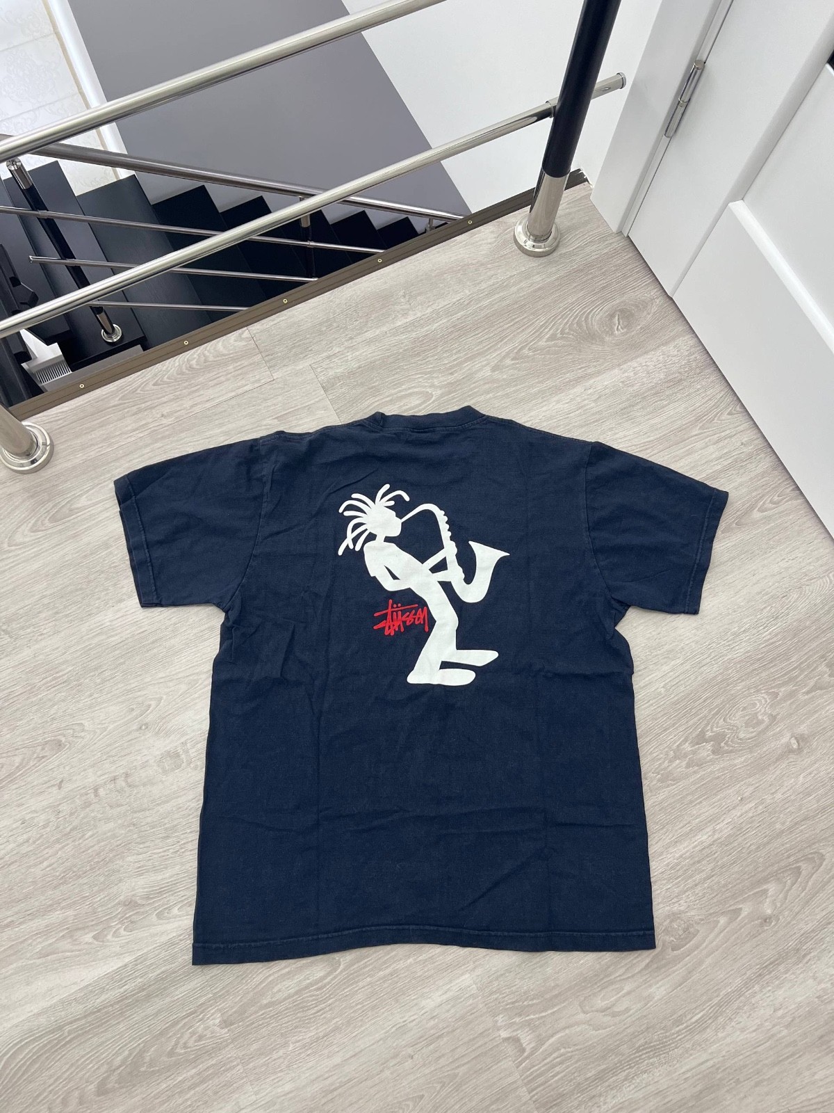 Rare Vintage 1990s Stussy Dreadlock Saxophone T-Shirt USA Rare Vintage 1990s Stussy Dreadlock Saxophone T-Shirt USA