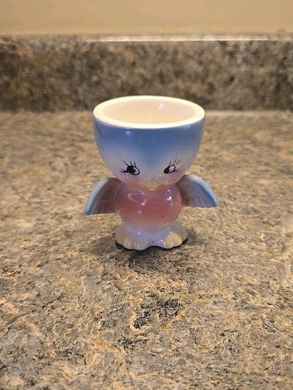Vtg Norcrest Lefton Bone China Pastels Anthropomorphic Bluebird Egg Cup Vtg Norcrest Lefton Bone China Pastels Anthropomorphic Bluebird Egg Cup