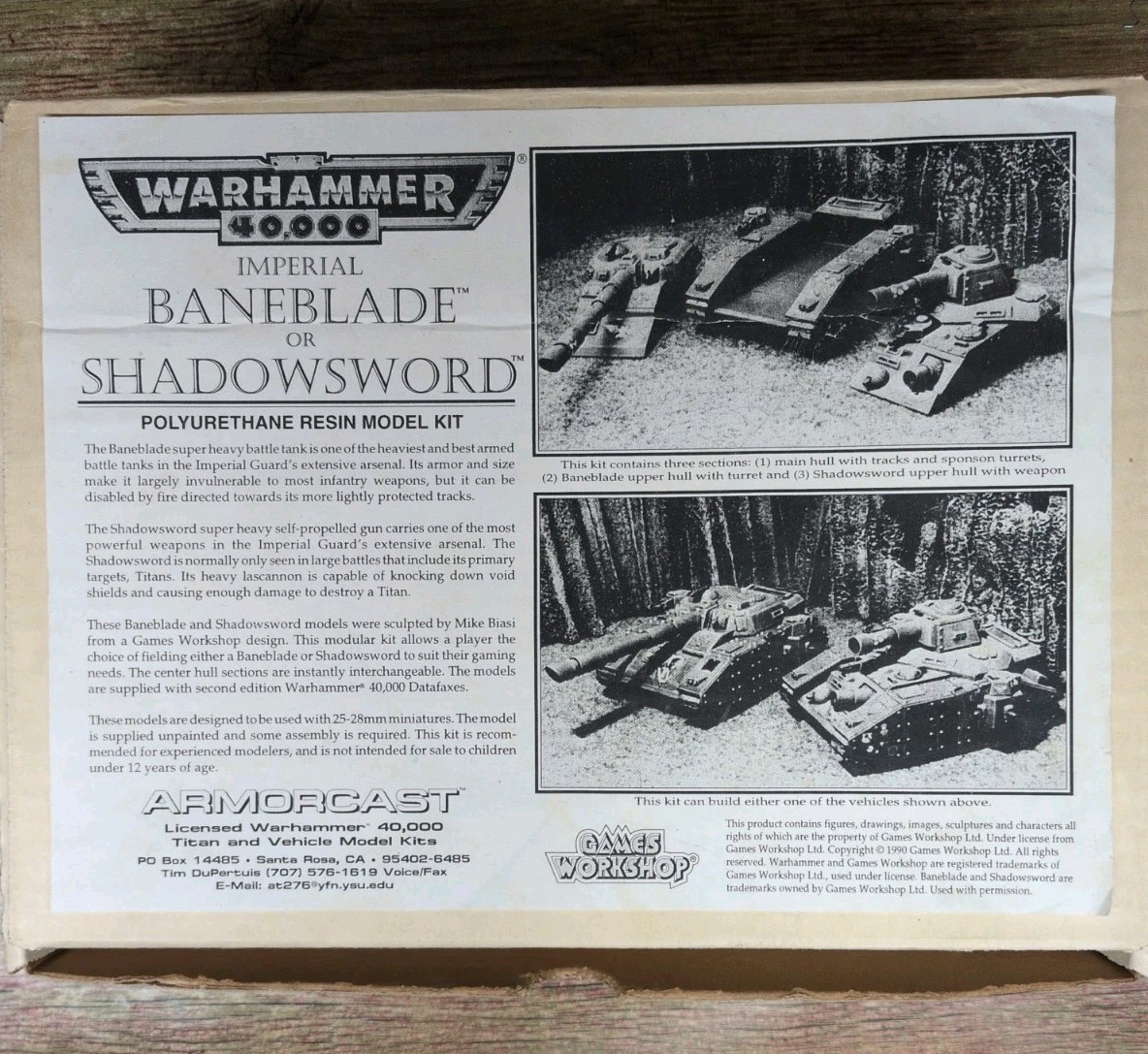 Vintage 1990 Armorcast Baneblade/Shadowsword Resin Kit GW - AS-IS, Unassembled