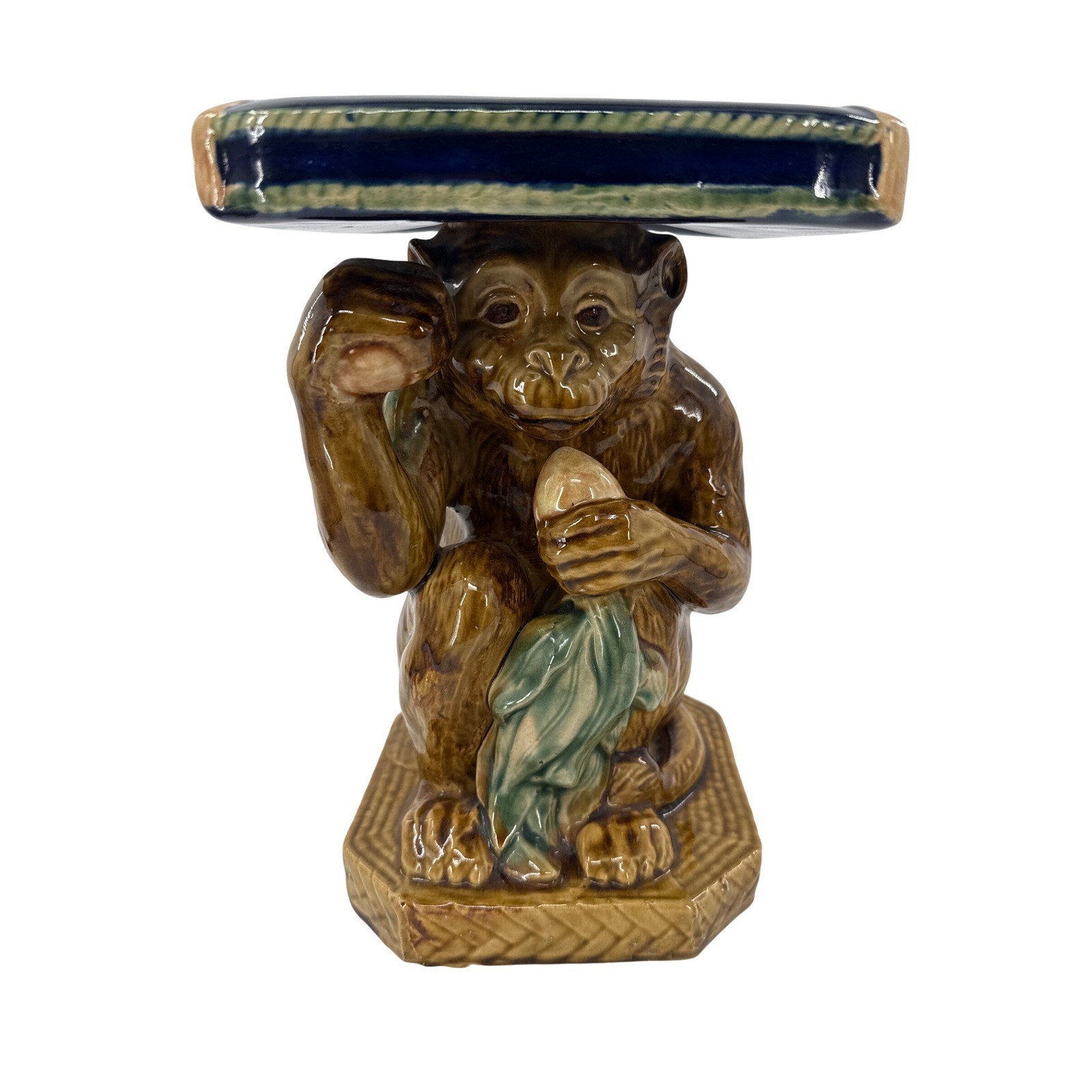 Chinoiseries Monkey Stand Design Vintage Hollywood Regency Home Ceramic Fruit