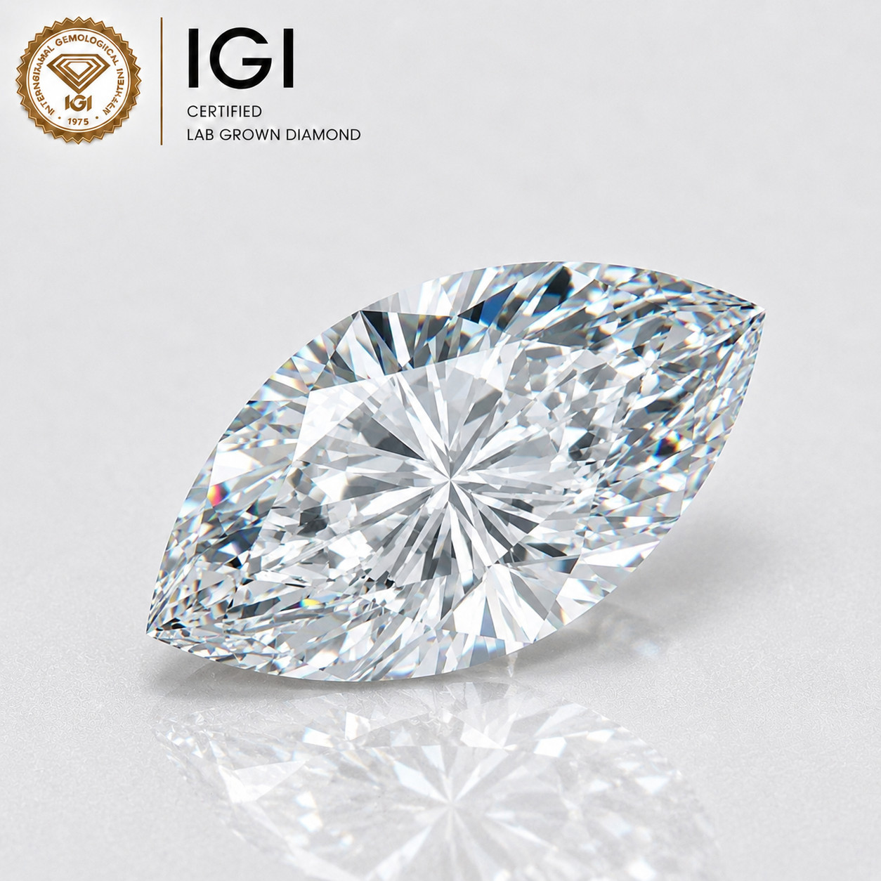 Lab Grown Diamond 1.52CT E Color VS2 Marquise Loose Gemstone IGI Certified