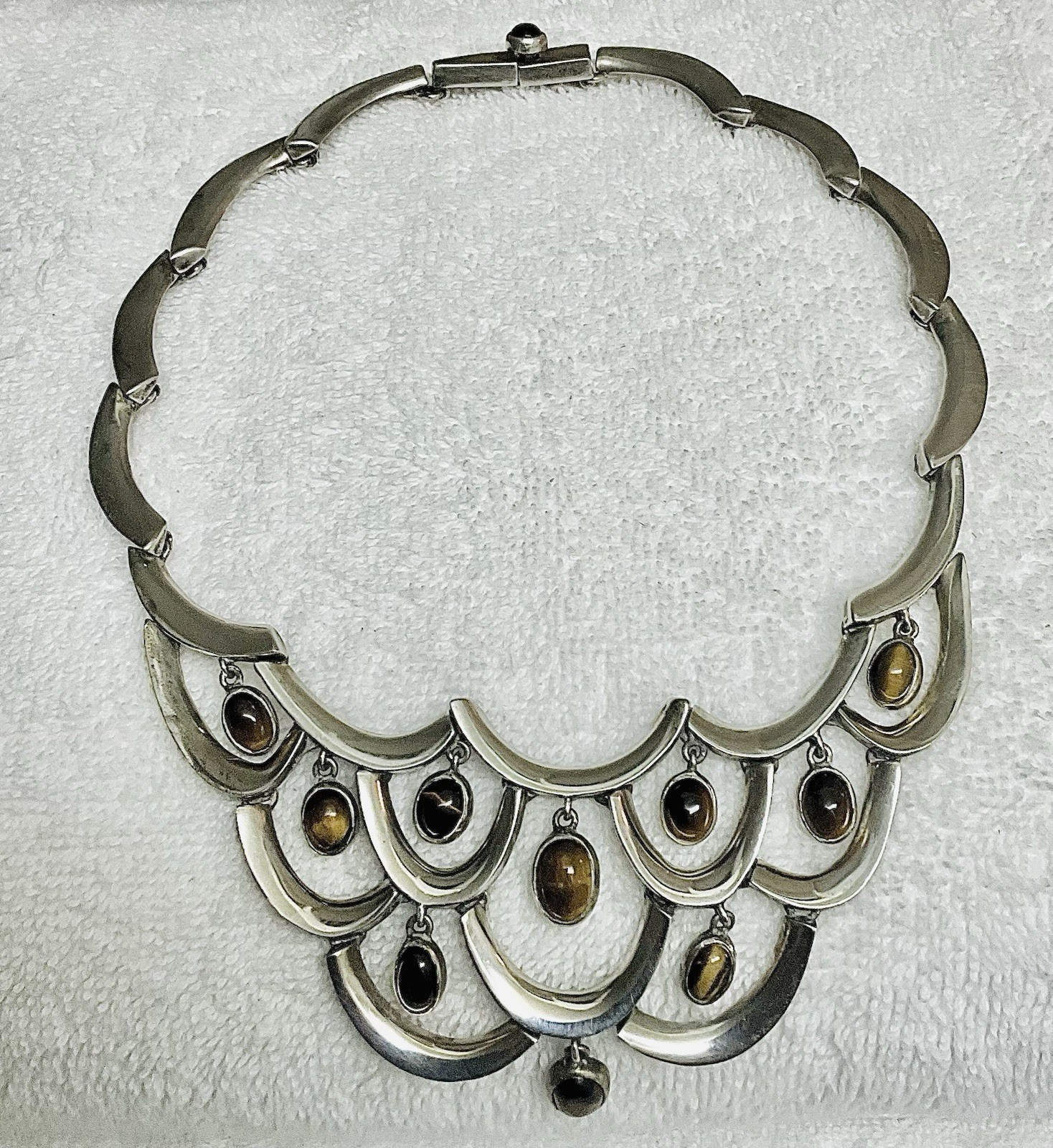 Vintage Antonio Pineda Sterling Silver TigersEye Teardrop Necklace, Taxco Mexico Vintage Antonio Pineda Sterling Silver TigersEye Teardrop Necklace, Taxco Mexico